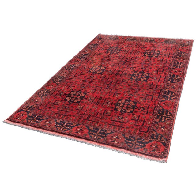 morgenland Wollteppich »Khal Mohammadi Durchgemustert Rosso 193 x 129 cm«,  rechteckig, Handgeknüpft bequem und schnell bestellen