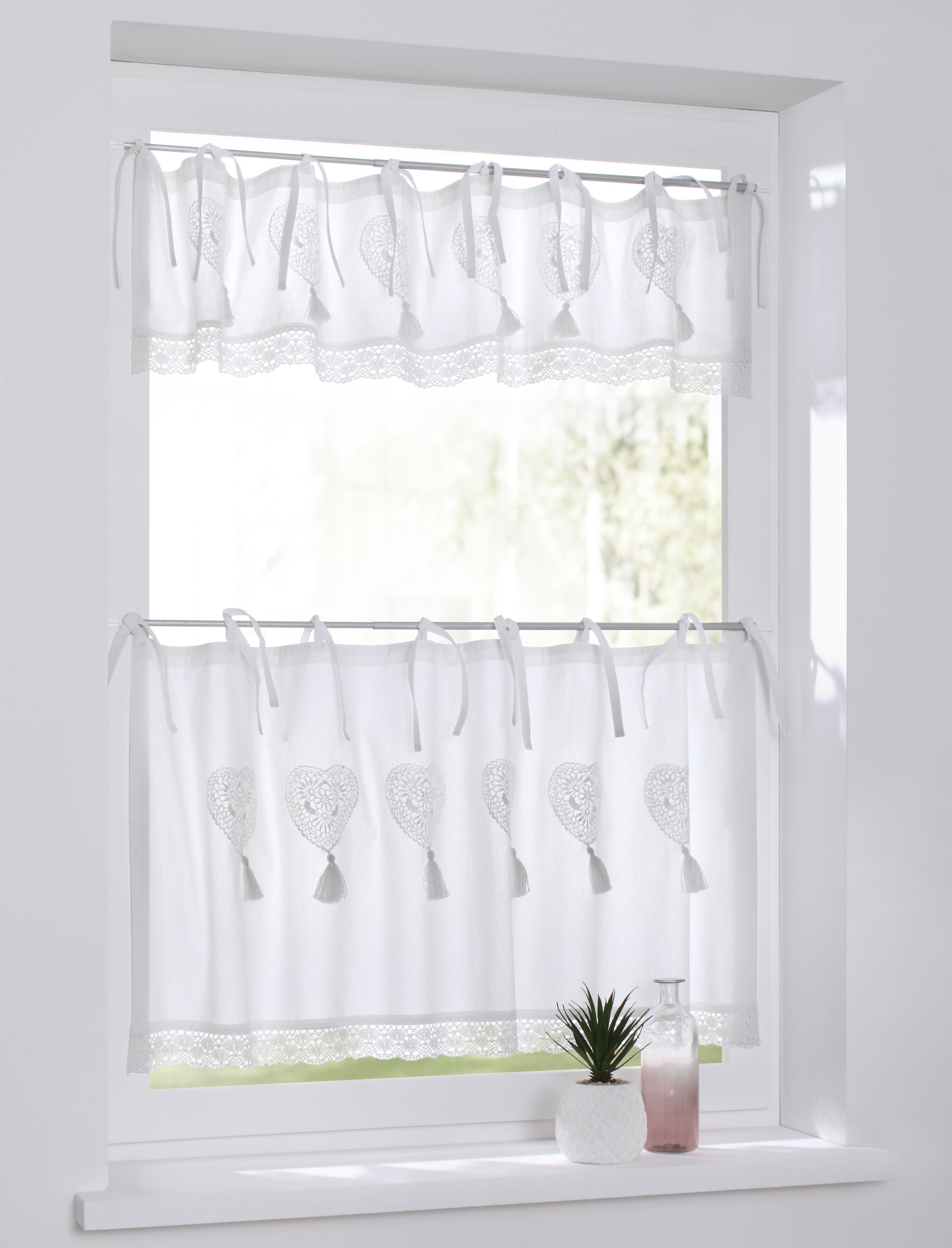 Kutti Scheibengardine »Camille« Bindebänder 1 Stk. tlg. Kurzgardine, Baumwo günstig online kaufen