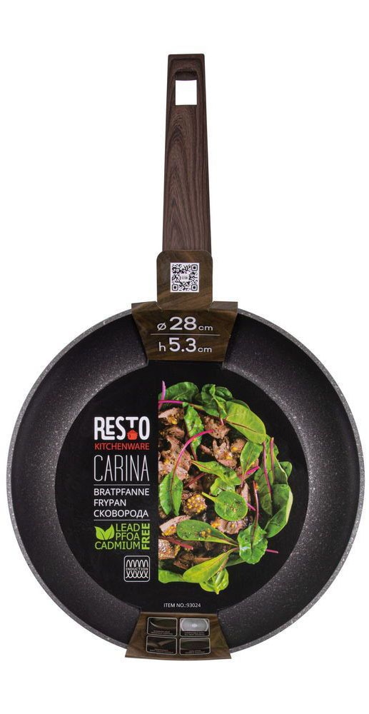 RESTO Kitchenware Bratpfanne »Carina, Universalpfanne mit holzähnlichem Soft-Touch-Griff«, Aluminium, (1 tlg.), mit Marmor-Antihaftbeschichtung, 4-lagig, für alle Herdarten geeignet
