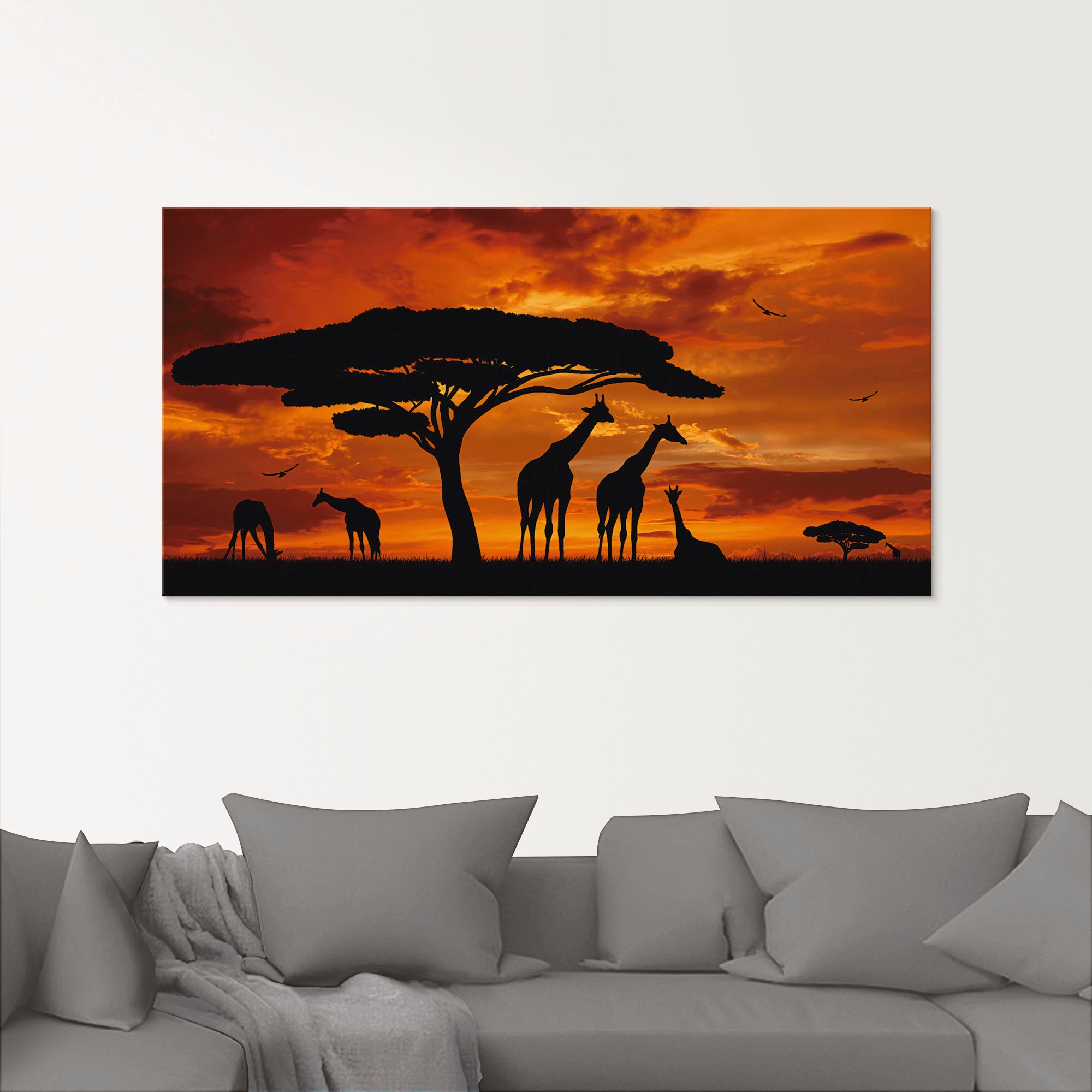 Artland Glasbild »Herde von Giraffen im Sonnenuntergang«, Wildtiere, (1 St. günstig online kaufen