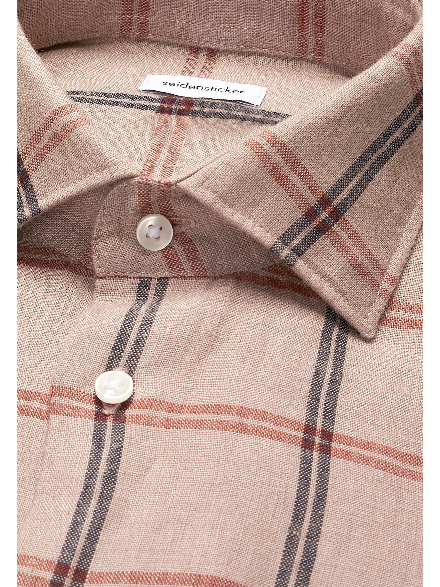 seidensticker Leinenhemd »Schwarze Rose« Regular 1/2 Kentkragen Karo