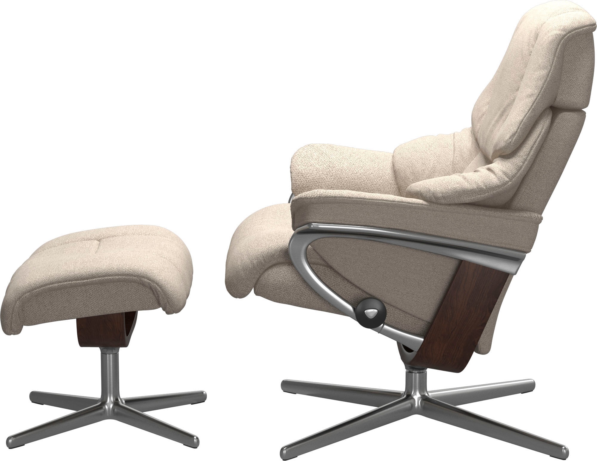 Stressless® Relaxsessel »Reno«, (Set, Relaxsessel mit Hocker), mit Hocker, mit Cross Base, Größe S, M & L, Holzakzent Braun