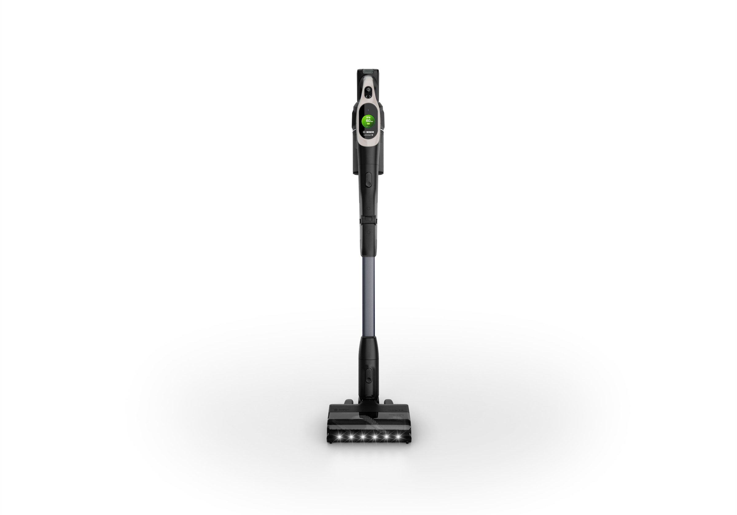 BOSCH Akku-Stielstaubsauger »Unlimited 10 BTS1042GQC, MicroClean™ Technology, 10 J. Motorgarantie«, Display, Knickrohr, HEPA-Filtersystem, Schnellladegerät, 2 Akkus, grau