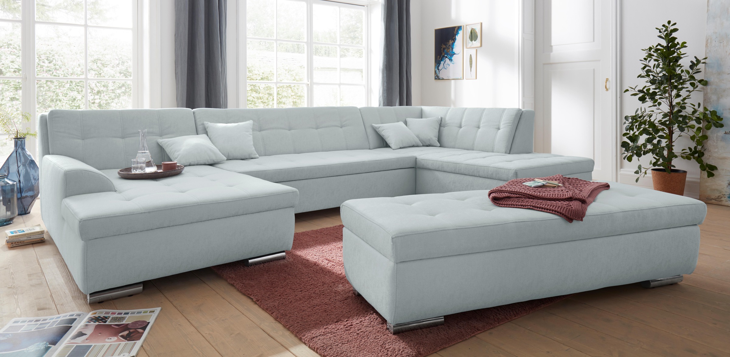 DOMO collection Wohnlandschaft »Aversa U-Form«, wahlweise mit Bettfunktion, frei im Raum stellbar