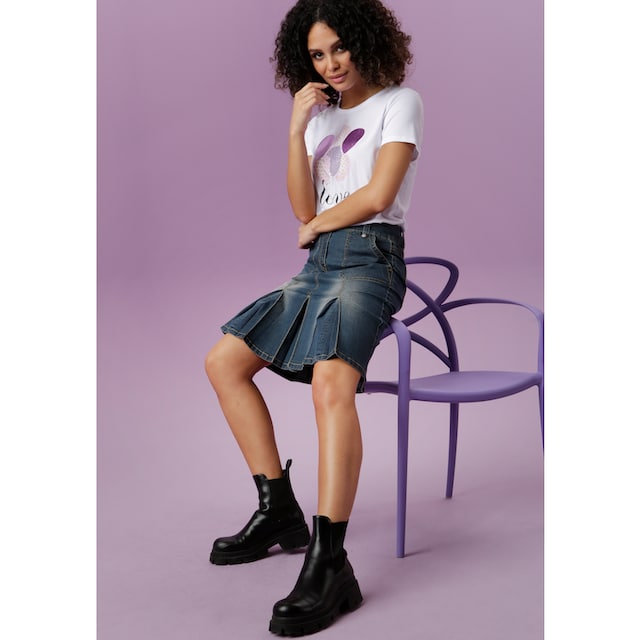 Aniston CASUAL Jeansrock, mit eingelegten Falten im Online-Shop bestellen