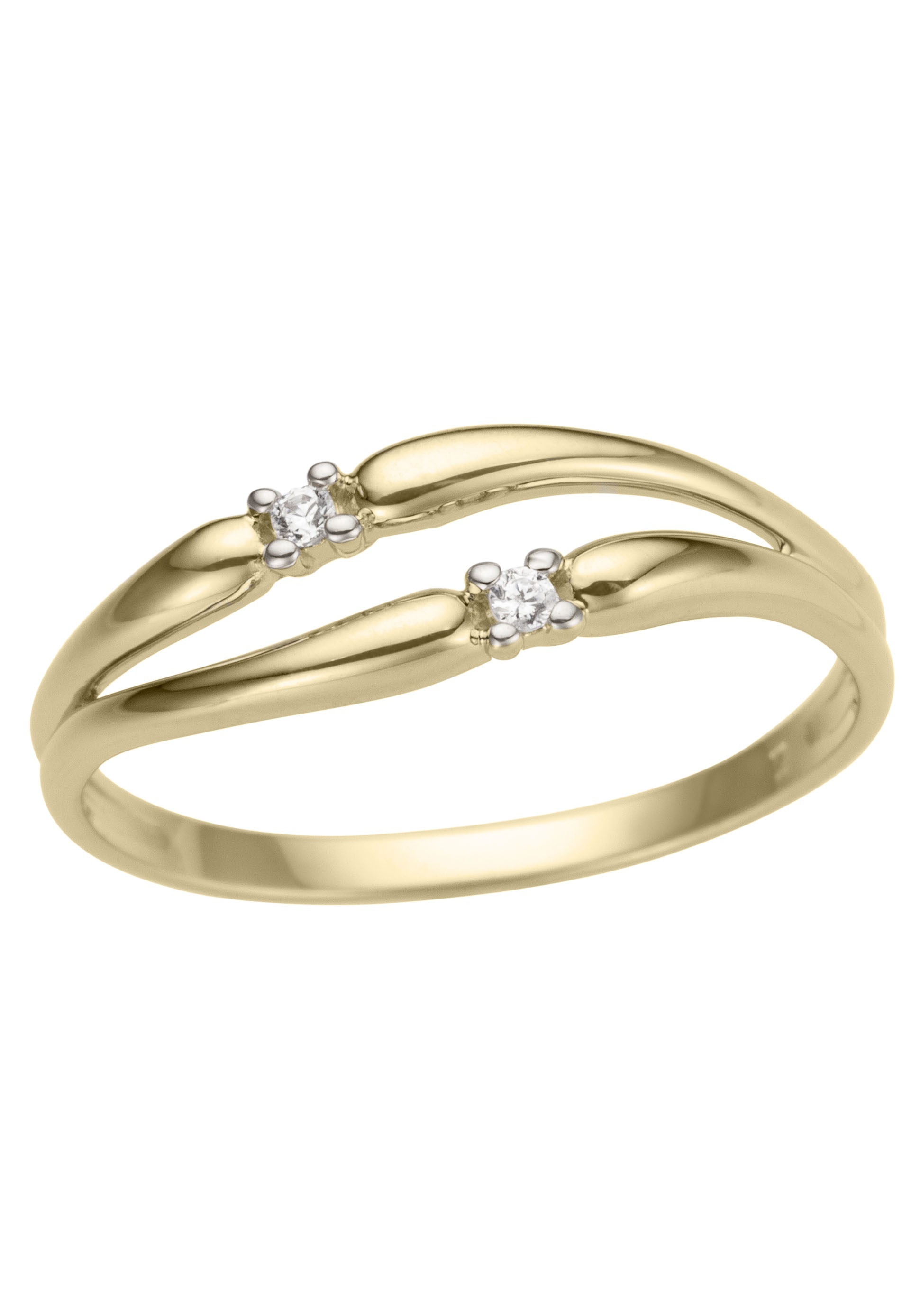 Firetti Goldring »Schmuck Geschenk Gold 585, poliert, bicolor«, mit Brillanten