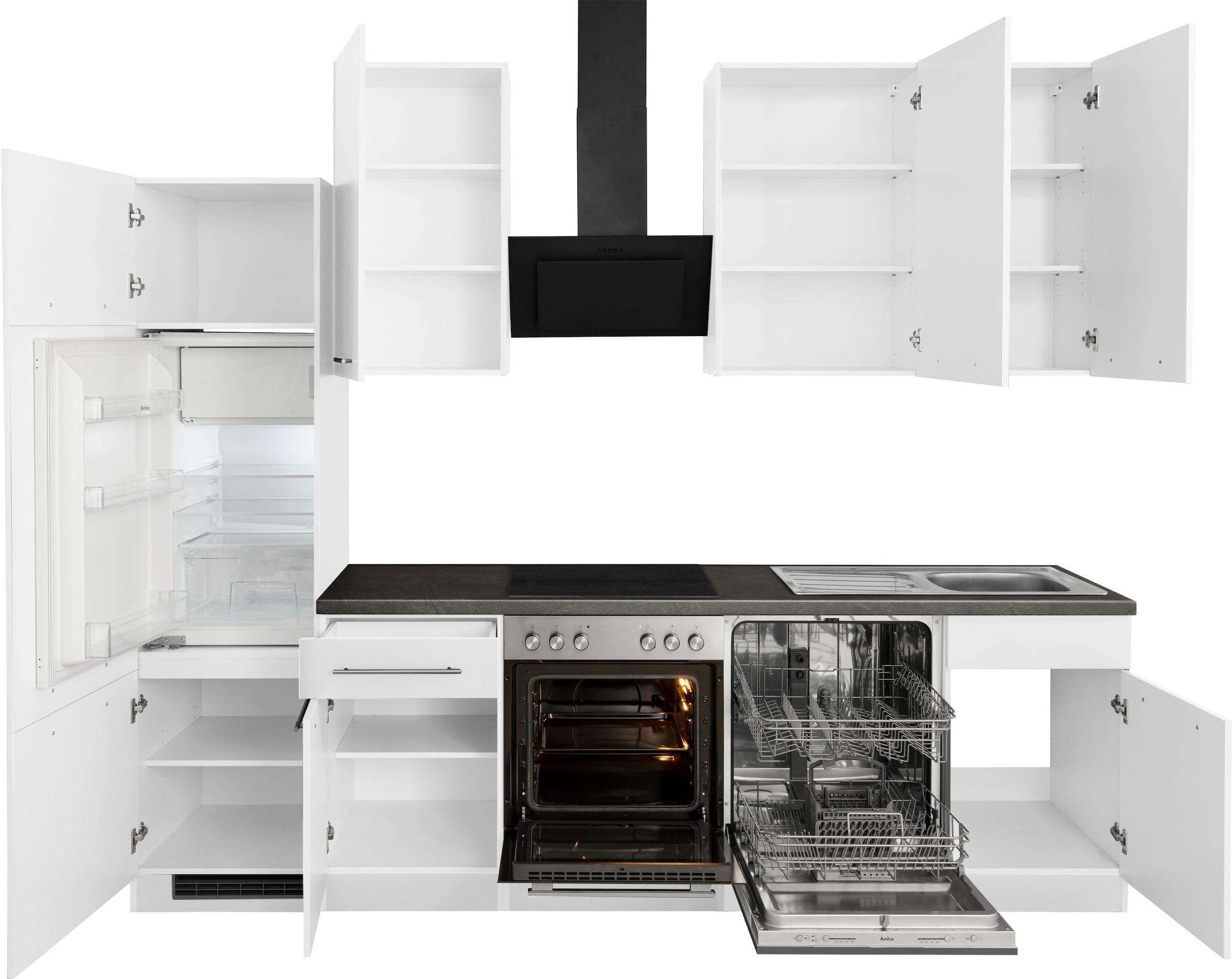 wiho Küchen Küchenzeile »Unna« mit E-Geräten, Breite 280 cm