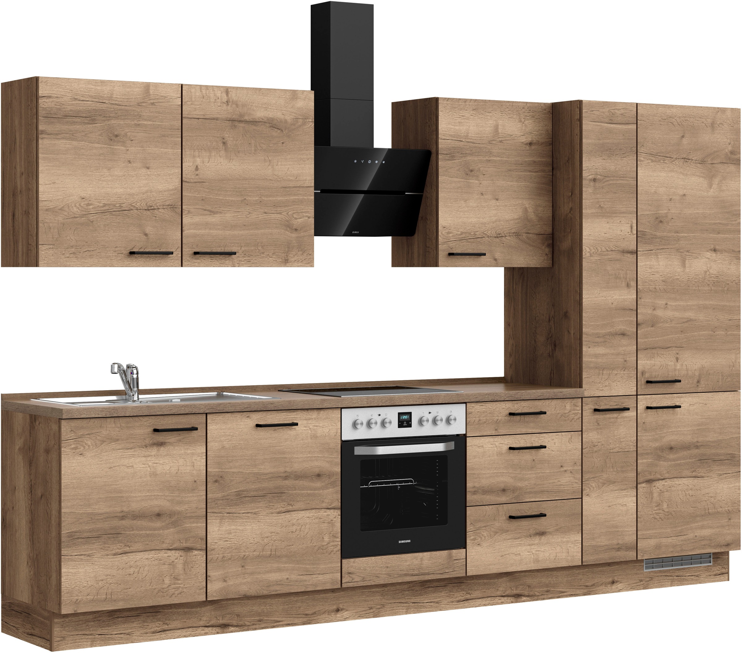 nobilia® Küchenzeile »"Structura II"«, vormontiert, Ausrichtung wählbar, Breite 330 cm, wahlw. mit E-Geräten