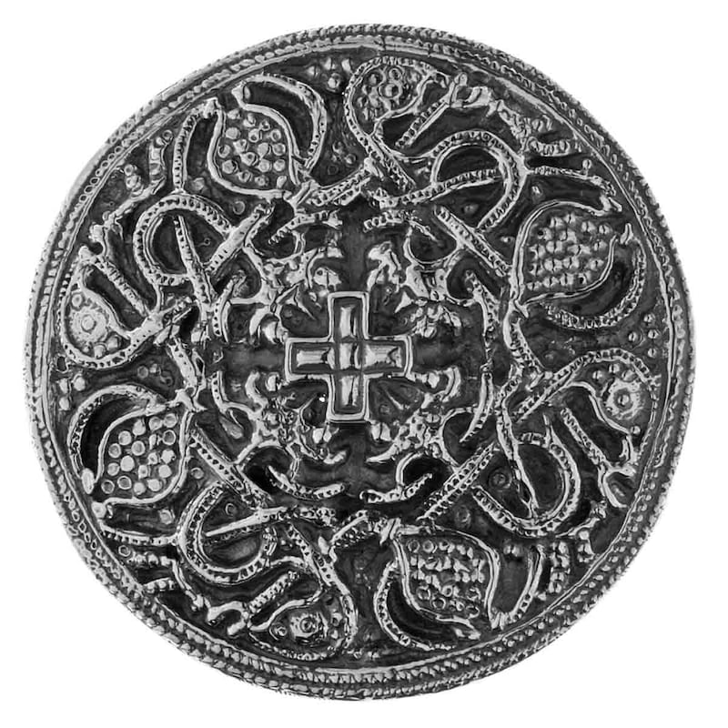 OSTSEE-SCHMUCK Brosche »Brosche Hiddensee 42 mm rund« () 42mm Außergewöhnliche Brosche aus Silber 925/000, oxidiert