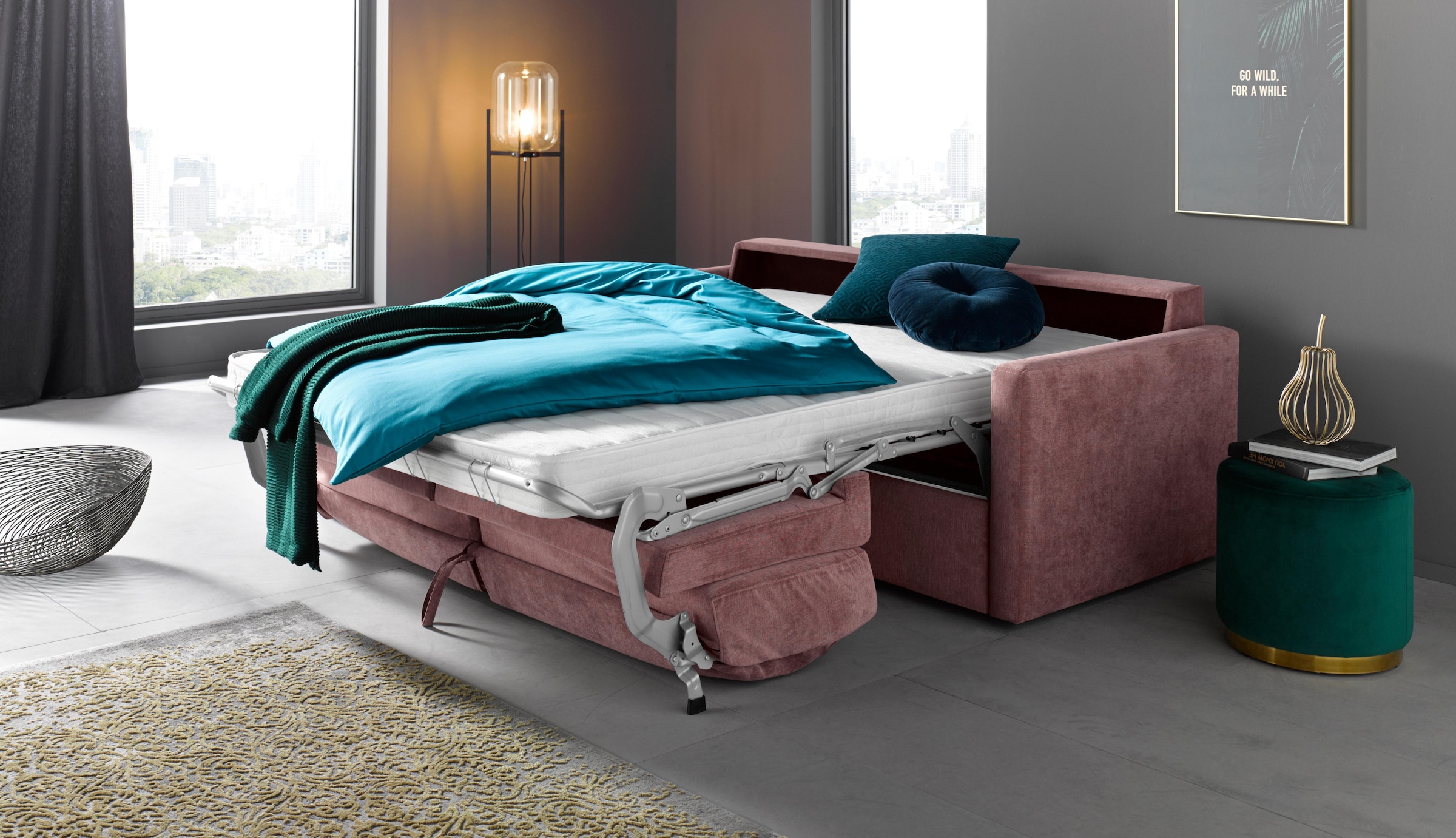 Places of Style Schlafsofa »GOLDPOINT 182cm, Dauerschläfer, Liegefläche 140/200 cm,«, 3-Sitzer mit Dauerschläfer-Funktion, Bonell-Federkernmatratze