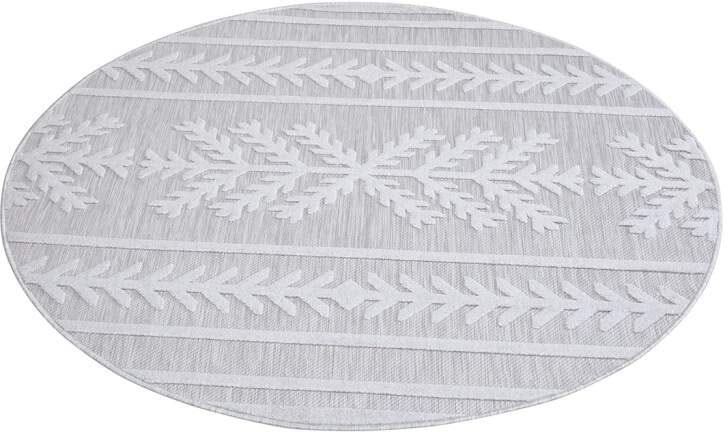 Carpet City Teppich »In-& Outdoorteppich Santorini 411, 3D-Effekt, Boho-Optik«, rund, 5 mm Höhe, Wetterfest & UV-beständig für Terrasse, Balkon, Küche, Flur