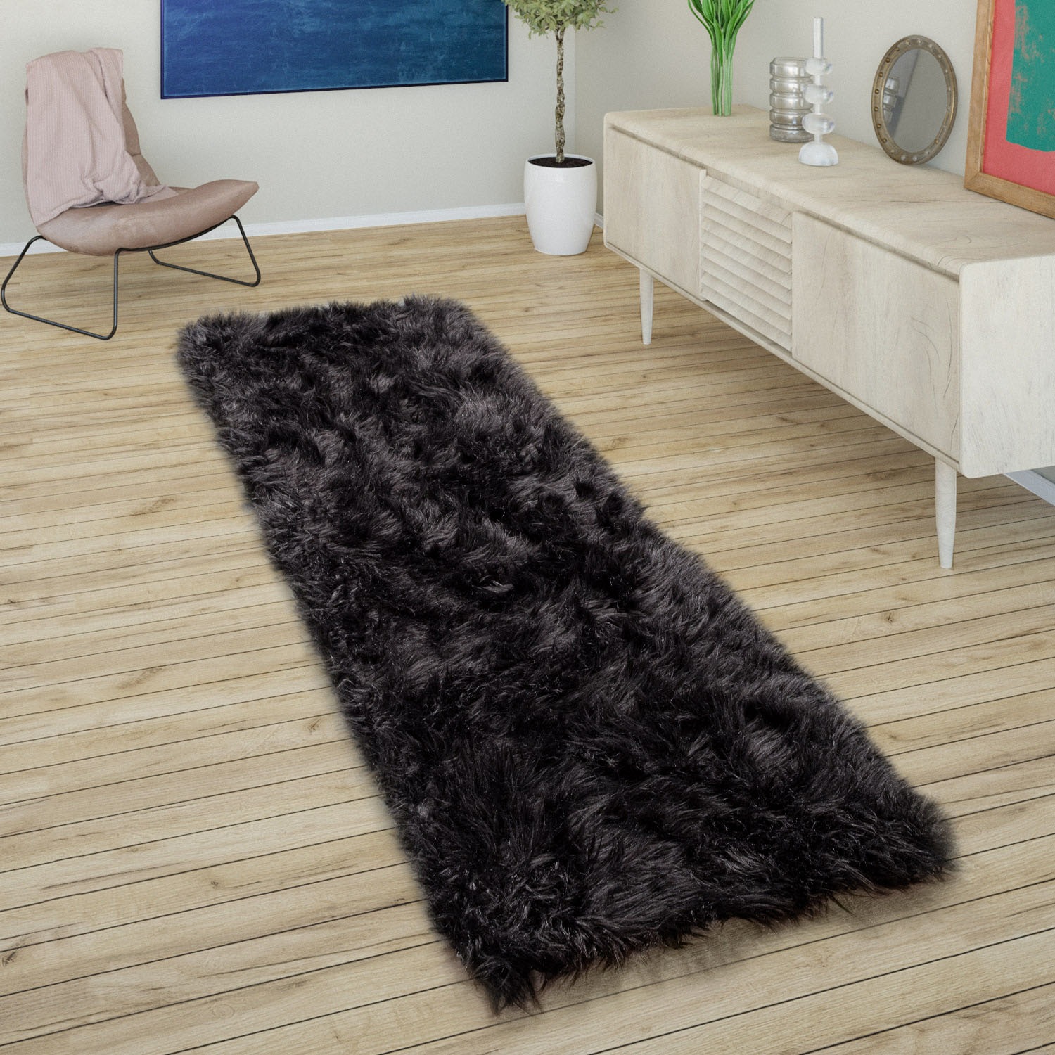 Paco Home Hochflor-Läufer »Playa 960«, rechteckig, 64 mm Höhe, Läufer, Kuns günstig online kaufen