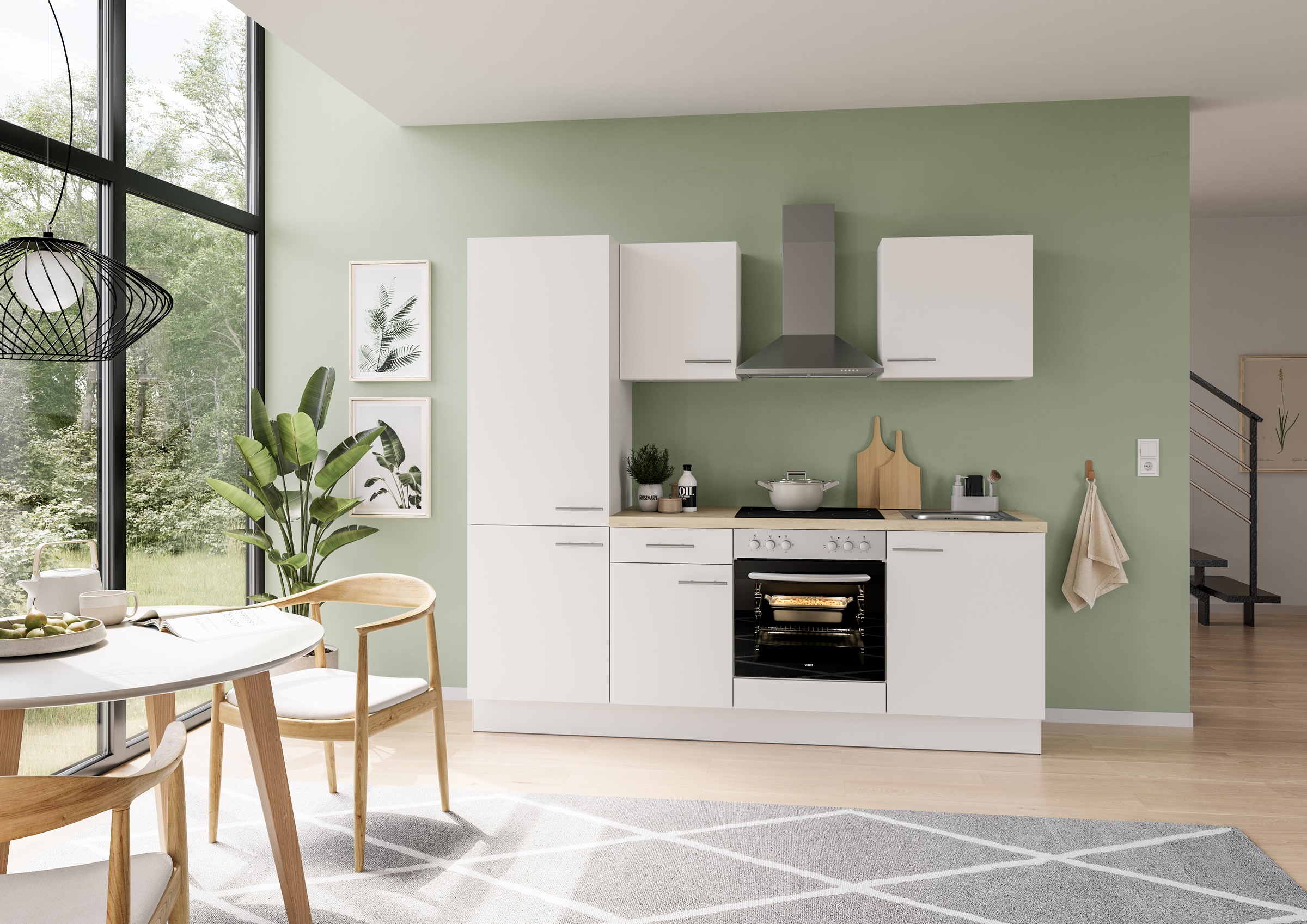 IMPULS KÜCHEN Küchenzeile »"Tirana", Ausrichtung wählbar, Schubkästen mit Soft-Close«, (Set), vormontiert, wahlweise mit E-Geräten, mit Vollauszug, Breite 230 cm
