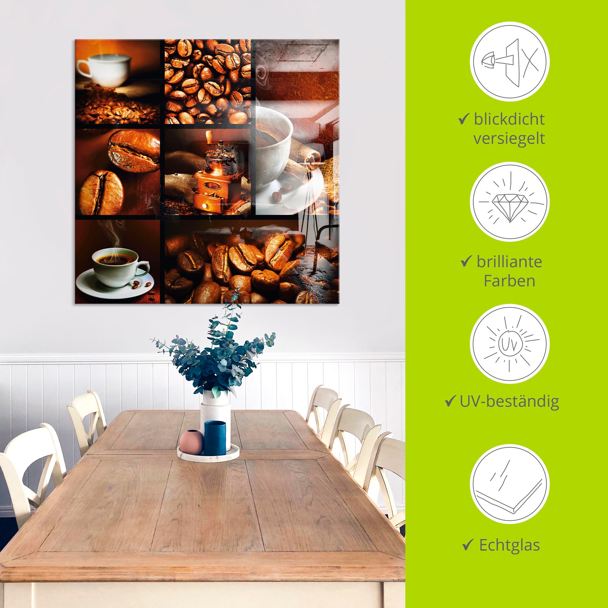 Artland Glasbild »Kaffee Collage«, Getränke, (1 St.), in verschiedenen Größen