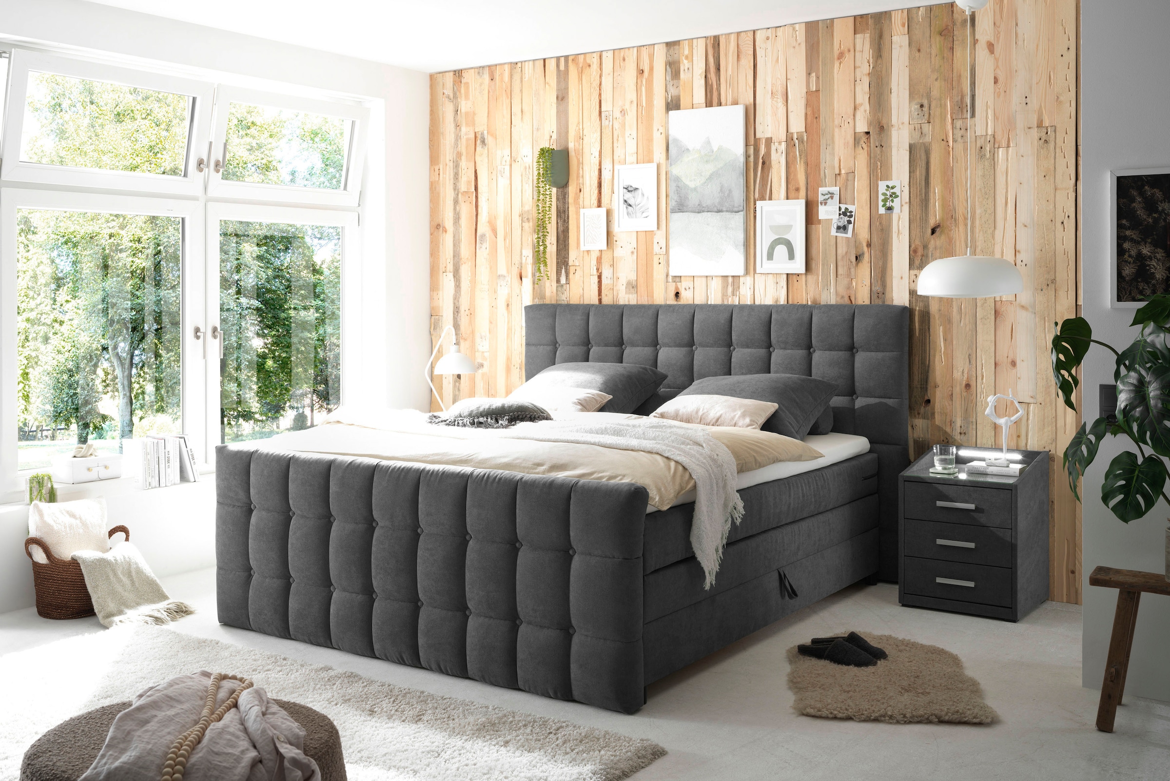 ED EXCITING DESIGN Boxspringbett »Mendoza«, inkl. Bettkasten, erhältlich in den Breiten 160cm & 180cm