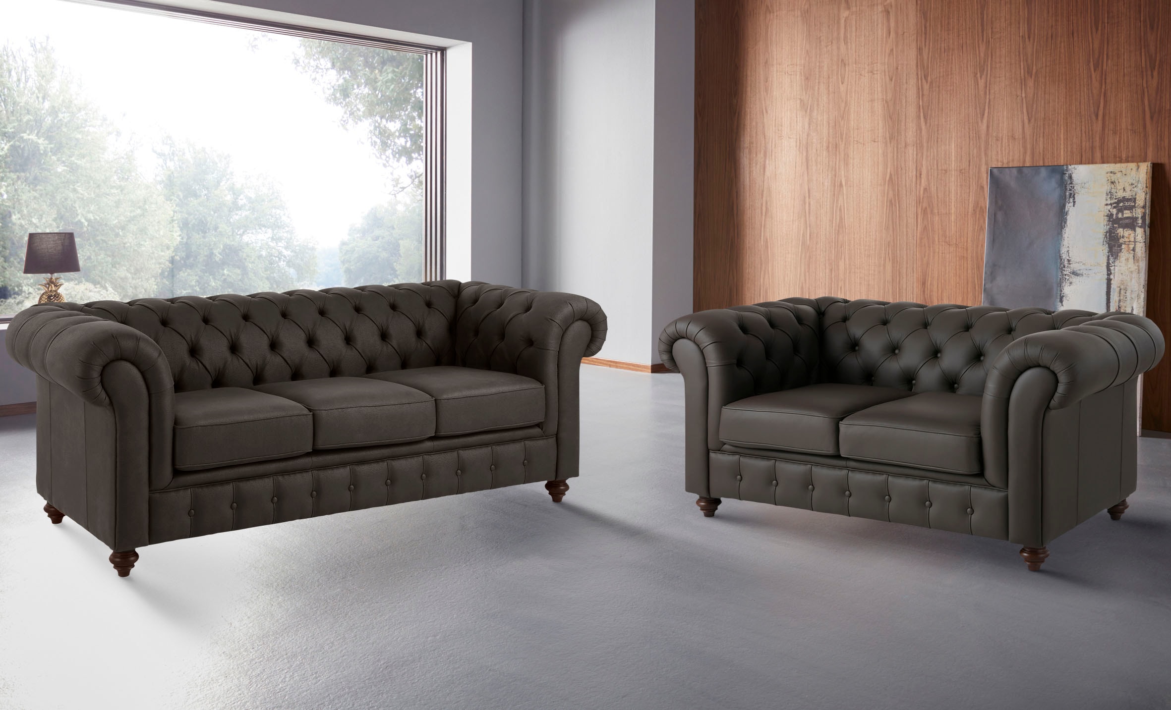 Home affaire Sitzgruppe »Chesterfield«, (2 tlg.), hochwertige Knopfheftung, bestehend aus 2- und 3-Sitzer