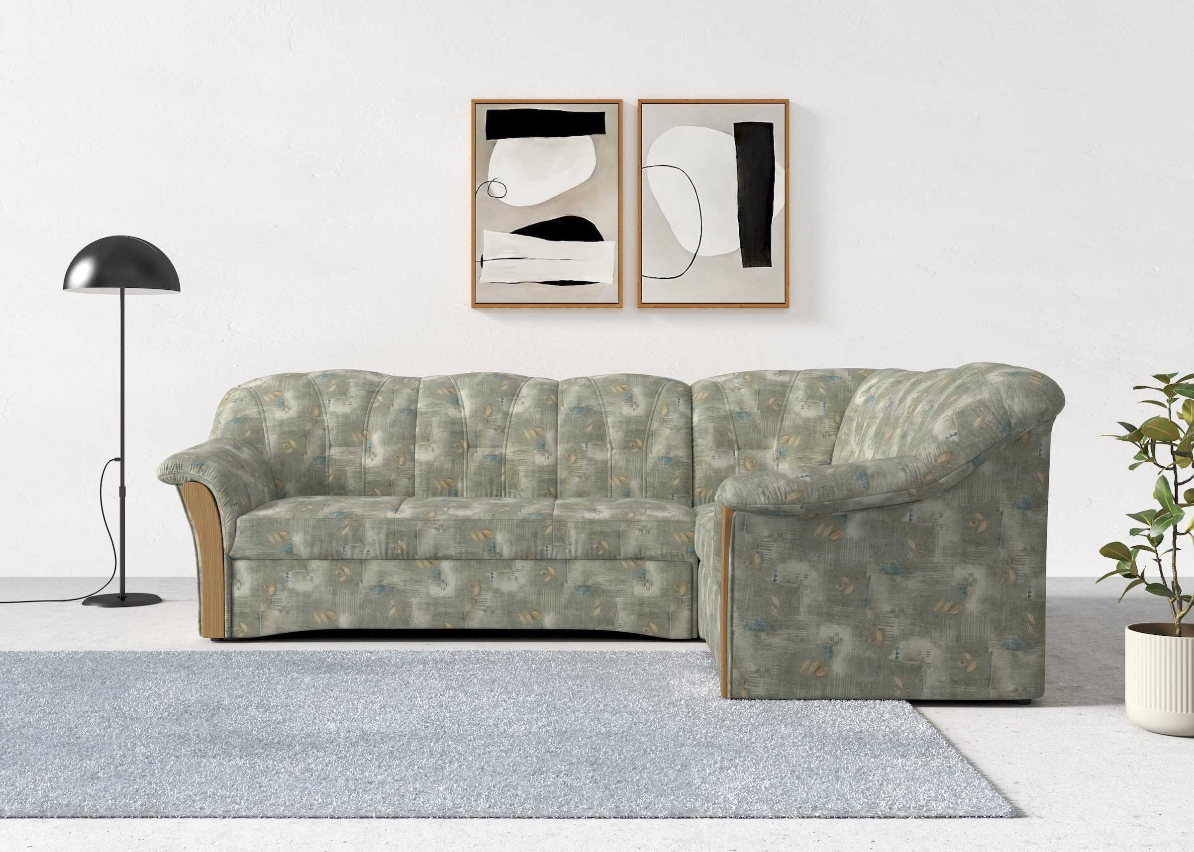 DOMO collection Ecksofa »Pauli L-Form«, mit Holzchatosen, wahlweise mit Bet günstig online kaufen