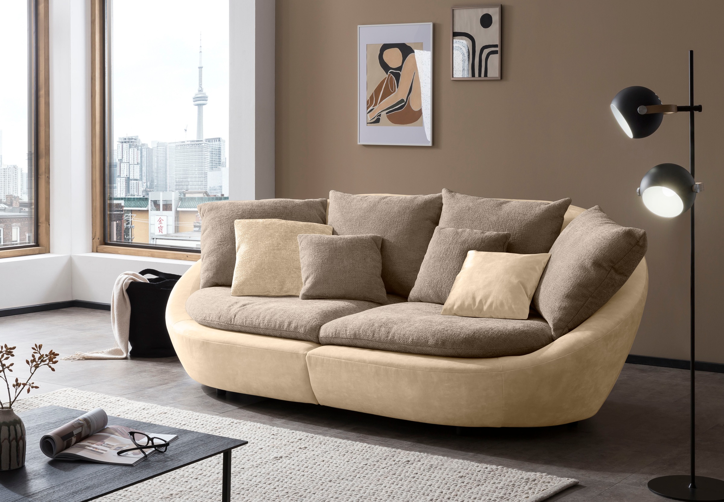 TRENDMANUFAKTUR Big-Sofa »Maui, inklusive 4 Rückenkissen und 2 Zierkissen, günstig online kaufen