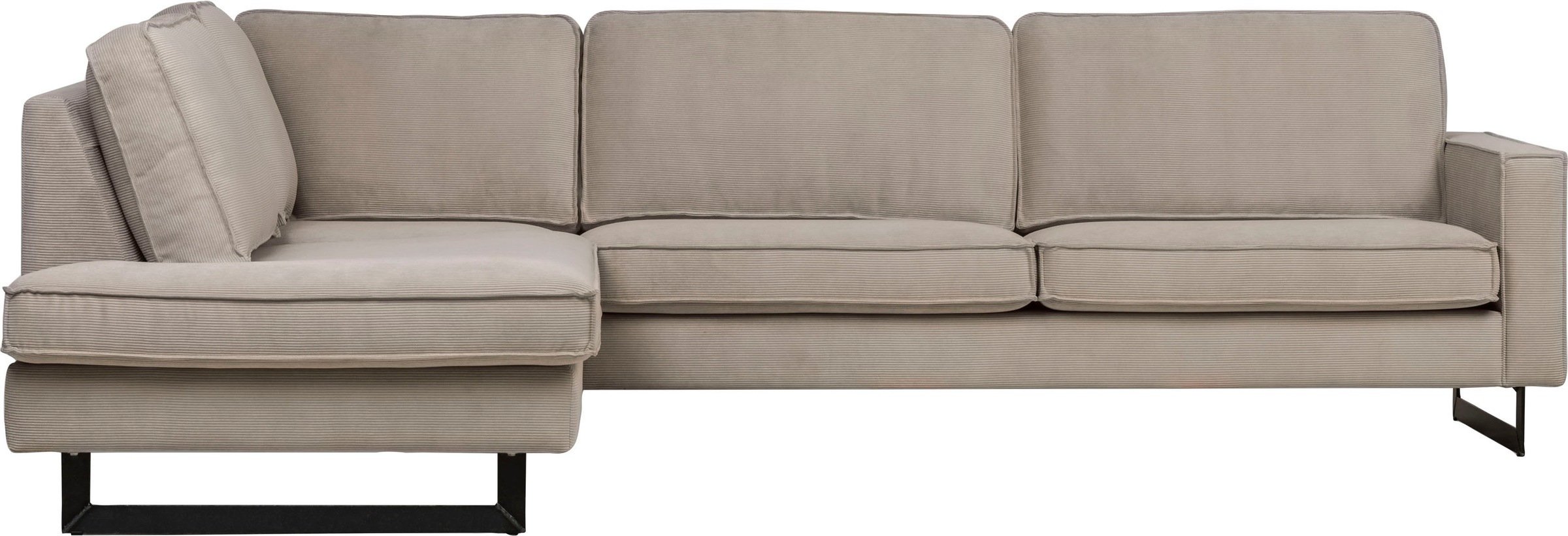 Places of Style Ecksofa »Pinto, 290 cm, Cord, Chenille, Lederoptik, Ottomane links / rechts«, mit Keder, schwarze Metallfüße, Wellenunterfederung