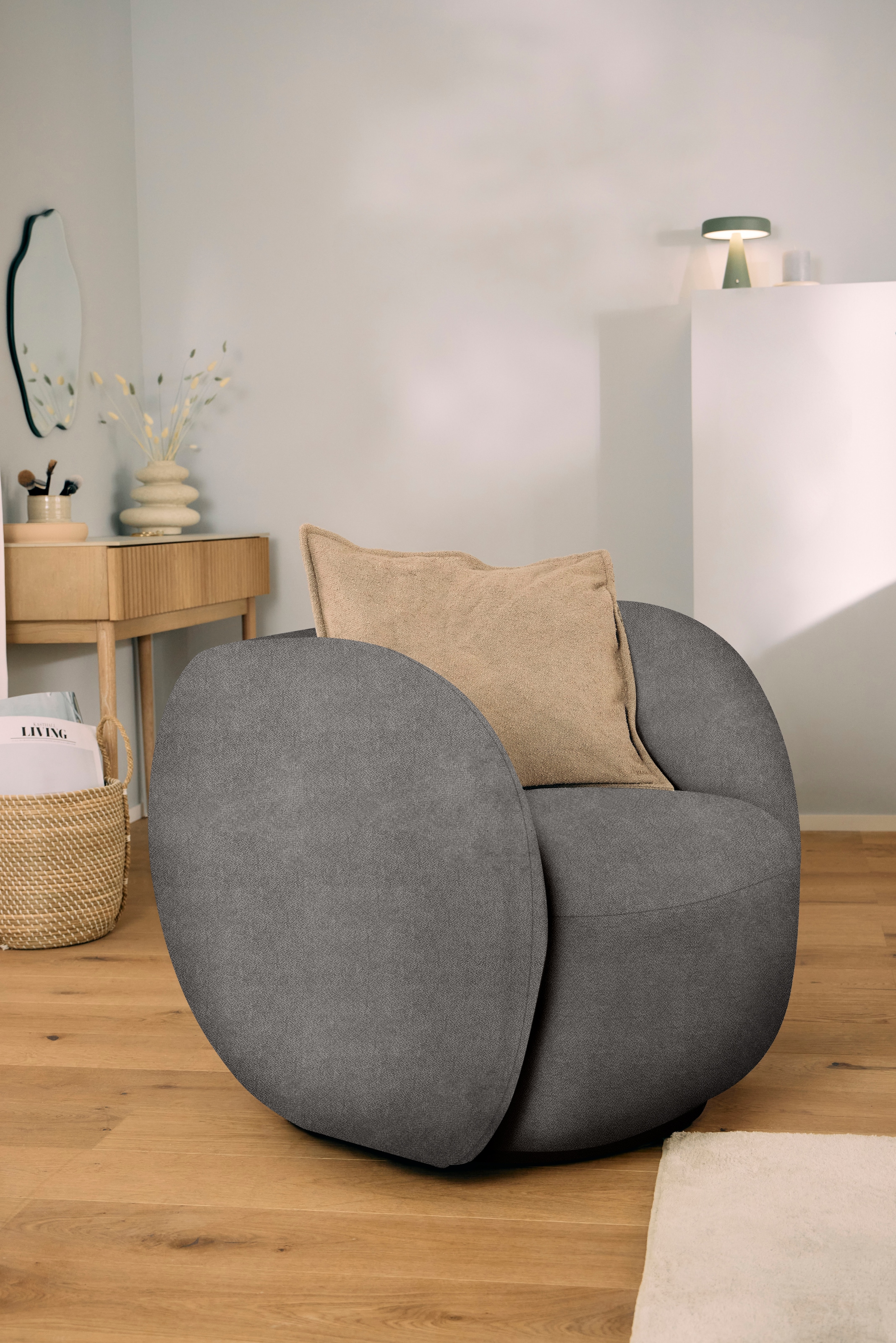 homsy by Ana Johnson Sessel »Pebbla, exklusiver, formschöner Designsessel, Drehsessel« Mit oder ohne Drehfunktion, in Luxus-Microfaser oder Chenille