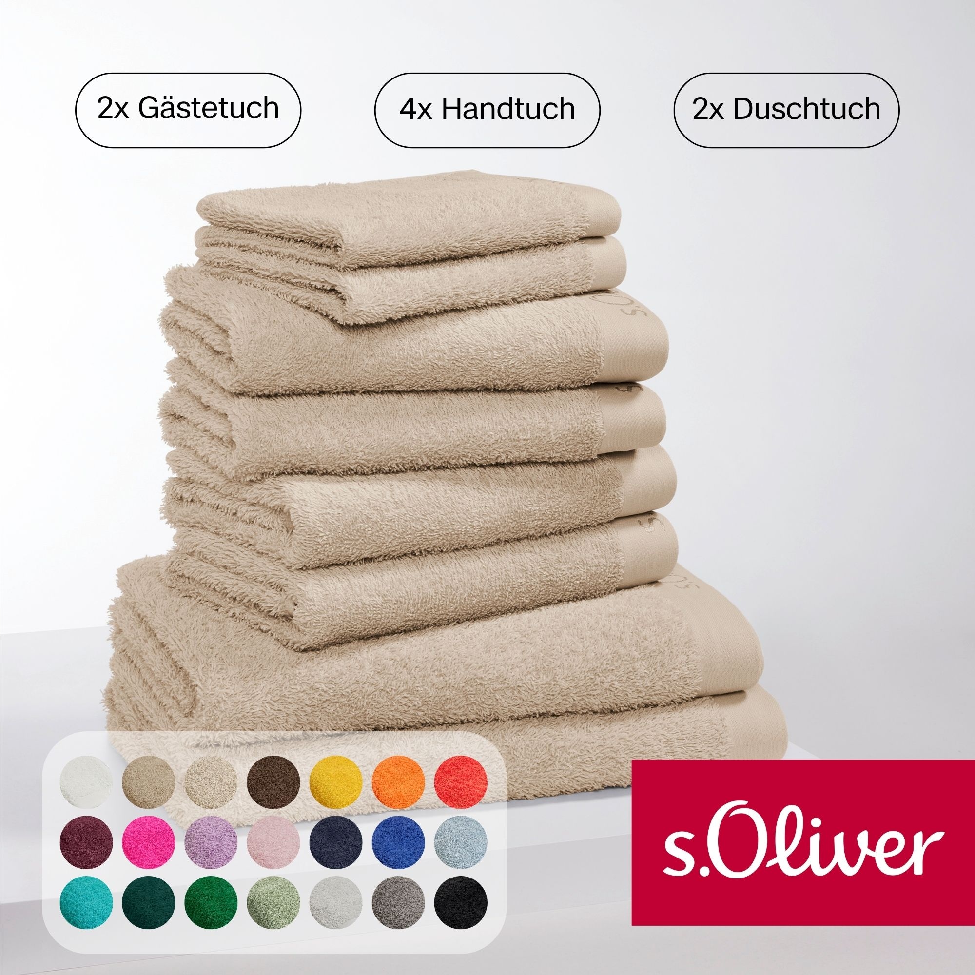 s.Oliver Handtuch Set »s.Oliver, Premium Qualität, 600 gr/m²«, (8 St., 2 Gä günstig online kaufen
