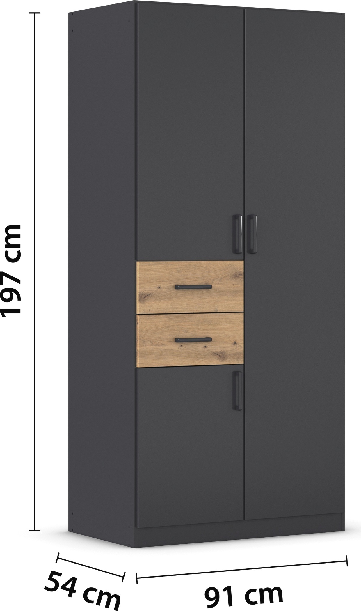rauch Drehtürenschrank »Kleiderschrank Schrank Garderobe MAIKA mit Dekor-Front«, 2 Schubladen, in verschiedenen Breiten, Höhen, Farben, MADE IN GERMANY