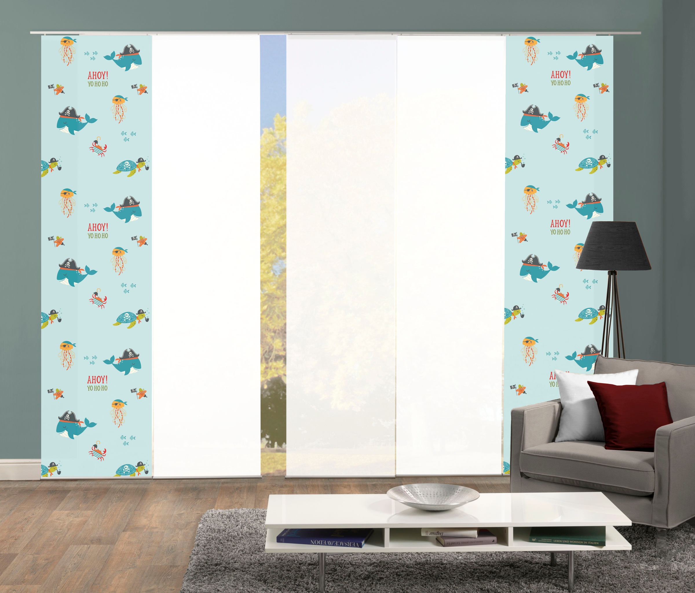 HOME WOHNIDEEN Schiebegardine »SPARROW«, (5 St.), Schiebevorhang Digi 5er Set SPARROW
