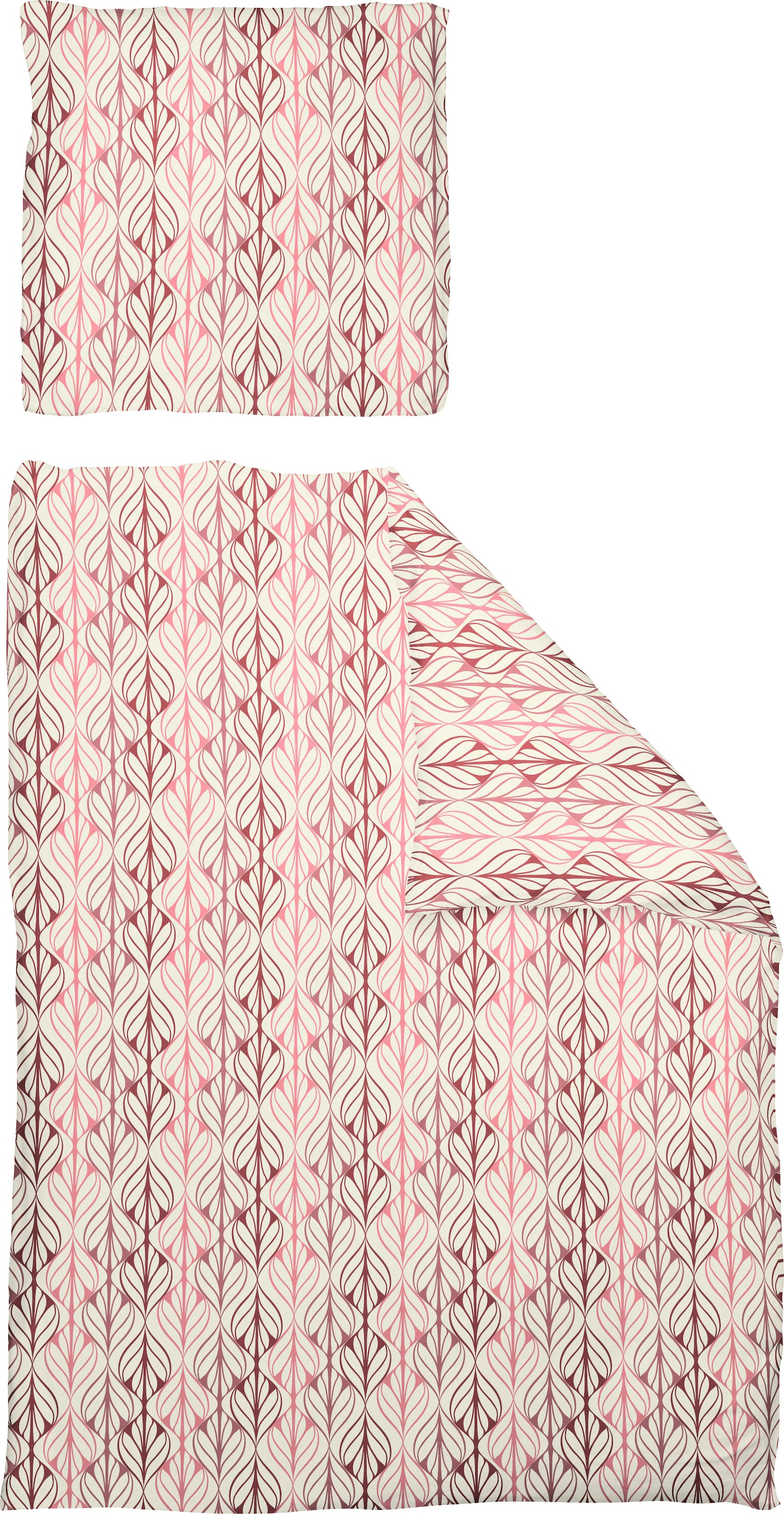 Bettwäsche "Leinenbettwäsche Wave" 2 Stk. tlg. aus 73% Leinen & 27% Bio-Baumwolle, 2 teilig - Leinenbettwäsche rosa/rot 1 Stk. B/L: 155 cm x 200 cm - 1 Stk.