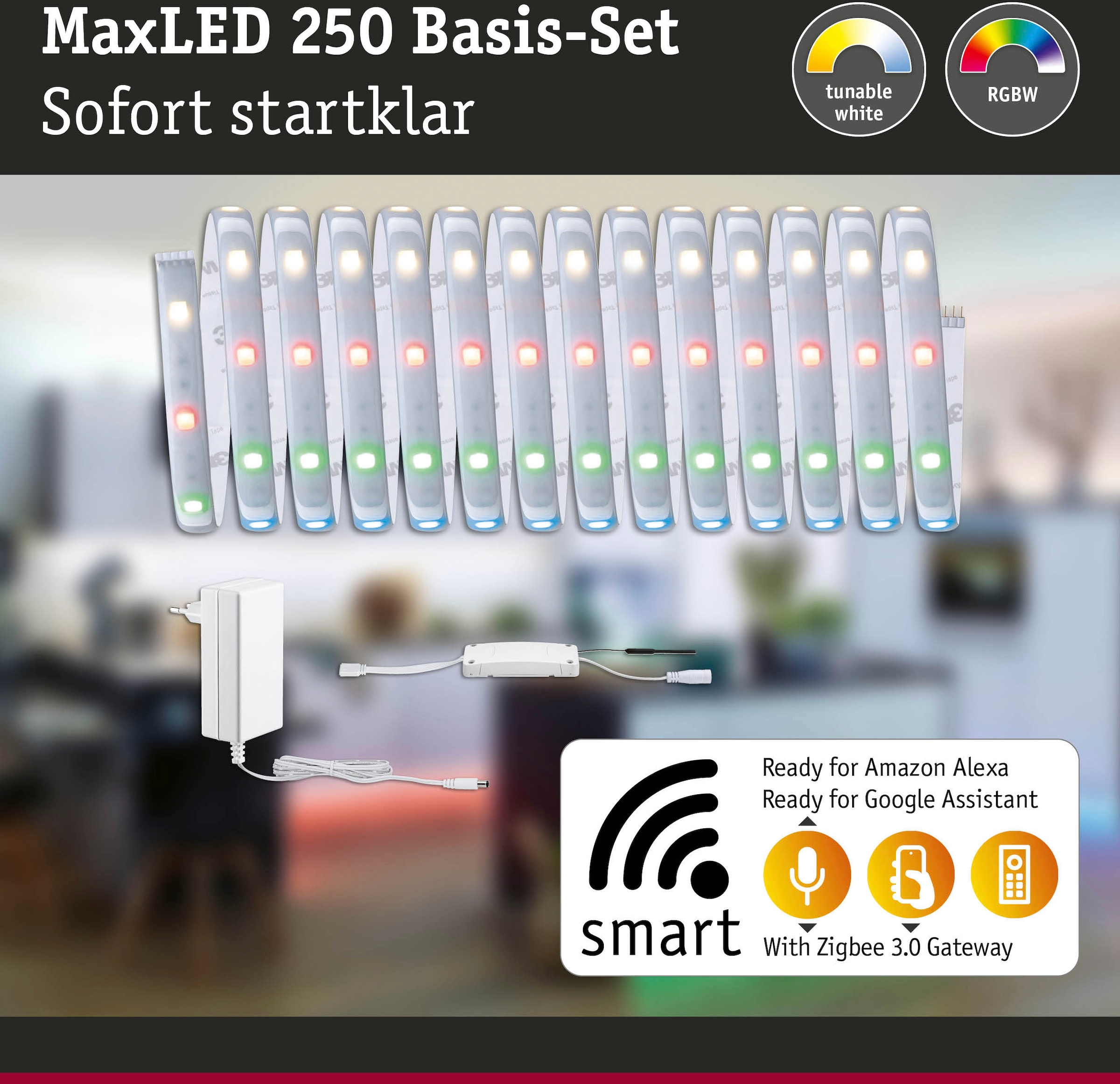 Paulmann LED-Streifen »MaxLED 250 Basisset Smart Home Zigbee IP44 22W 100 1000lm«, 1 St.-flammig, 5m, RGBW, beschichtet