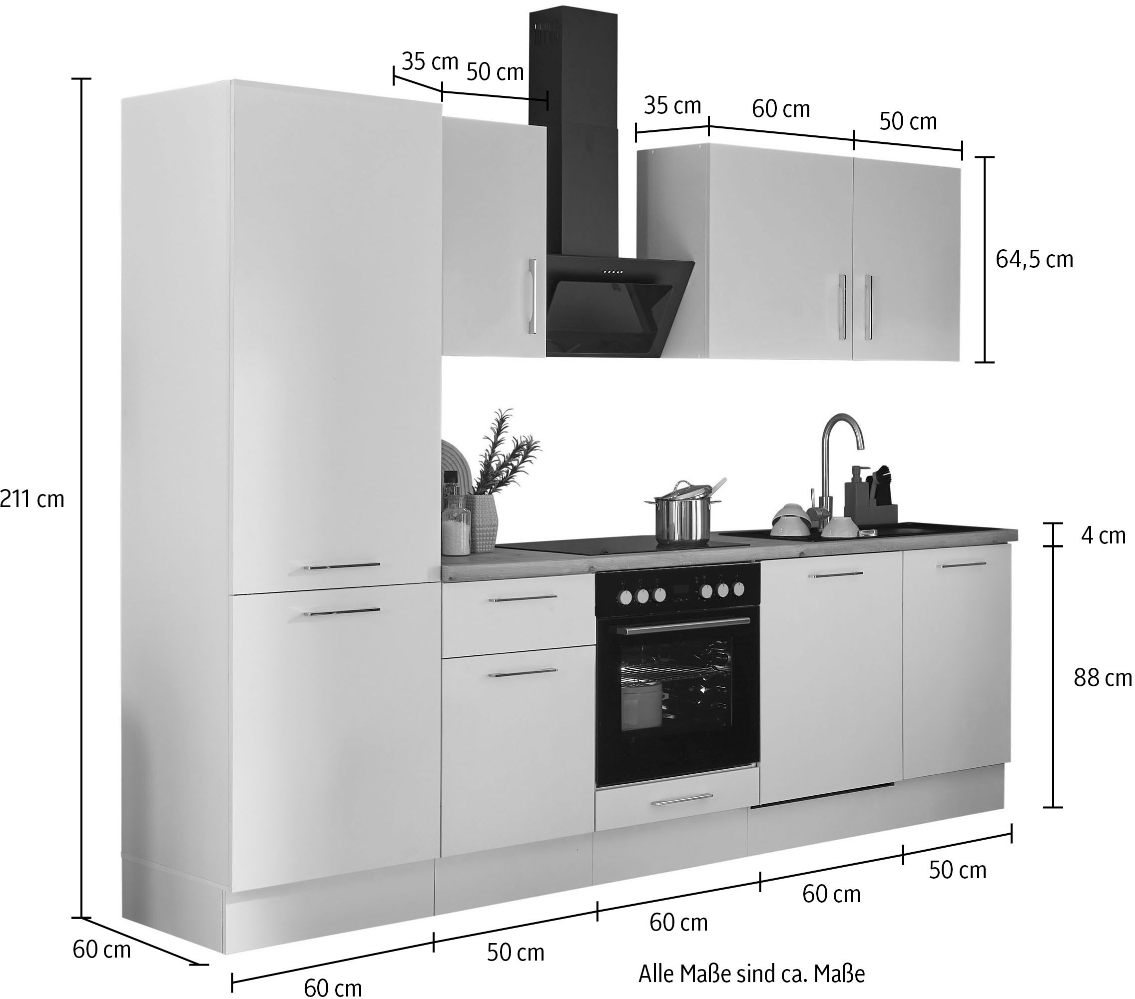 BASIC by Balculina Küchenzeile »Turin«, Breite 280 cm, wahlweise mit E-Geräten
