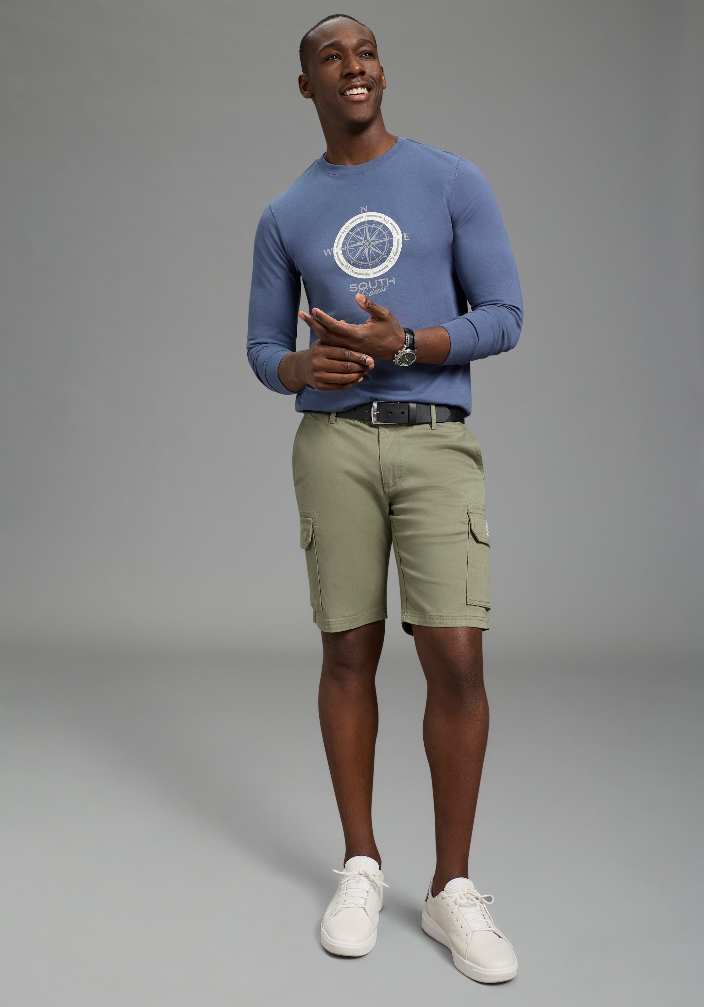 DELMAO Rundhalsshirt »Neue Kollektion« casual Stil, langarm, schmale Passform, mit Print