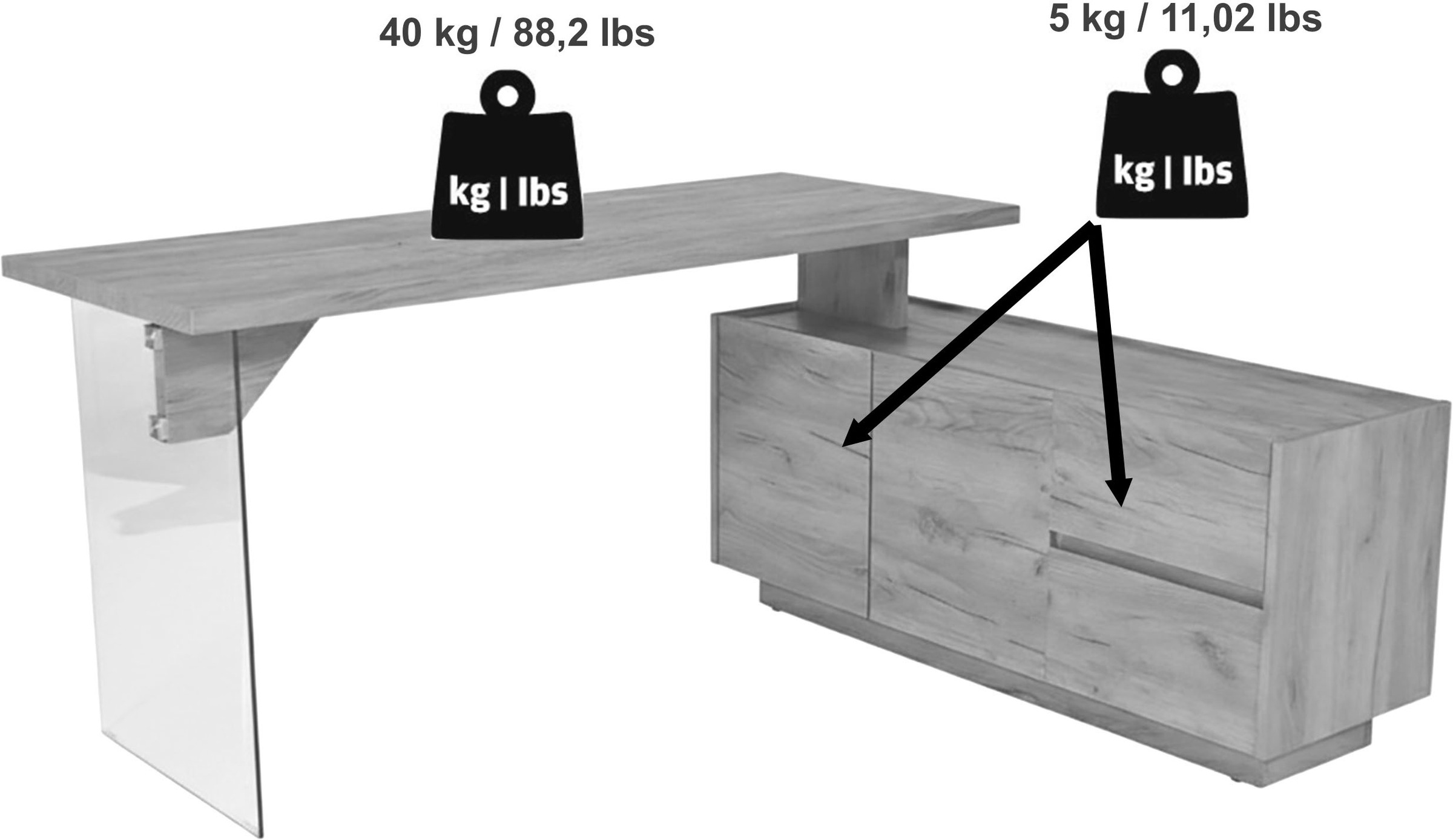 Jahnke Eckschreibtisch »LUX C 160 E« Eckschreibtisch, wechselseitig montierbar, Glas, 2 Fächer+2Schubladen