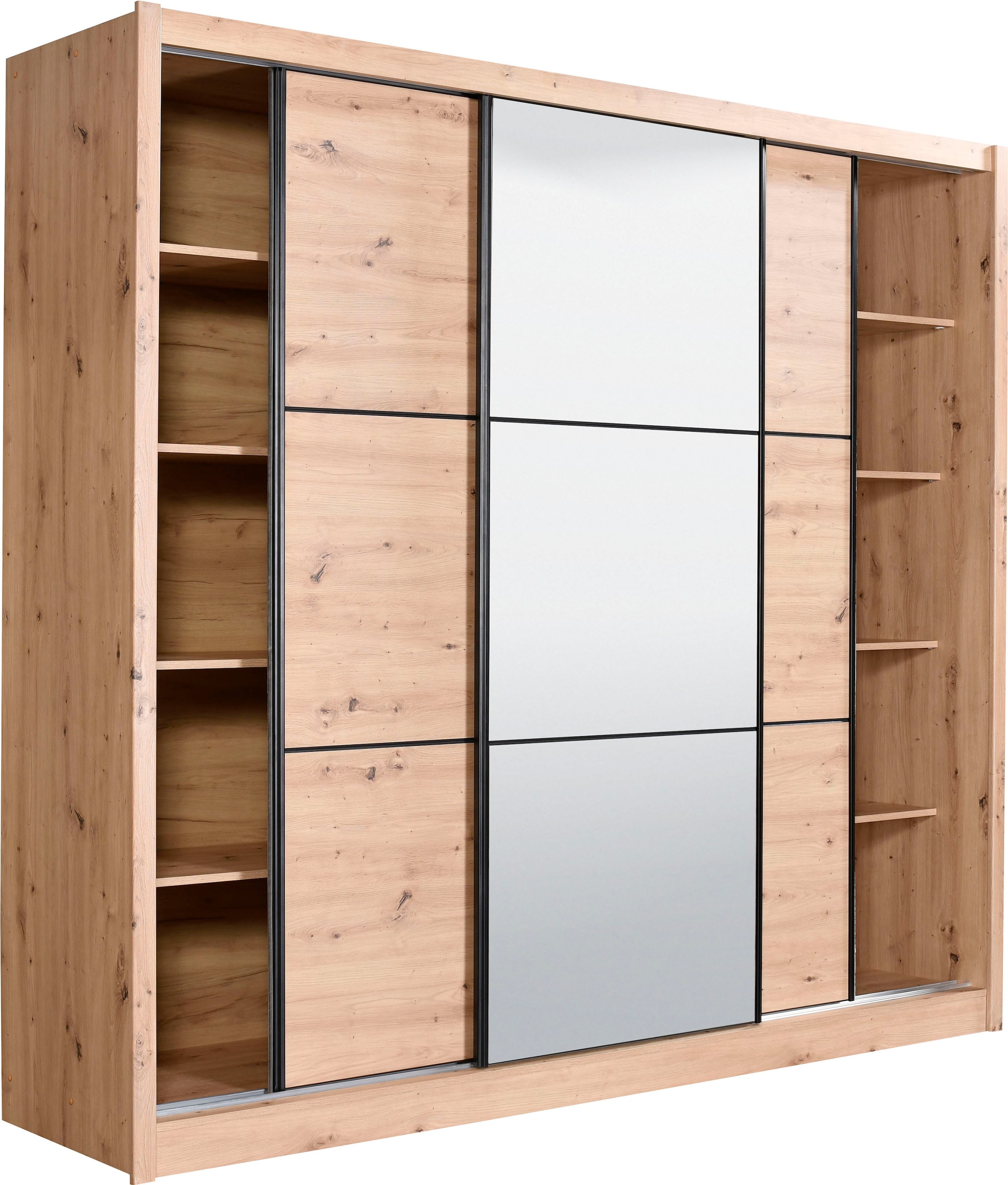 INOSIGN Schwebetürenschrank »Navara Kleiderschrank mit Spiegel Wäscheschrank Garderobe«, mit großzügiger Innenausstattung, FSC®-zertifiziert, in 3 Breiten