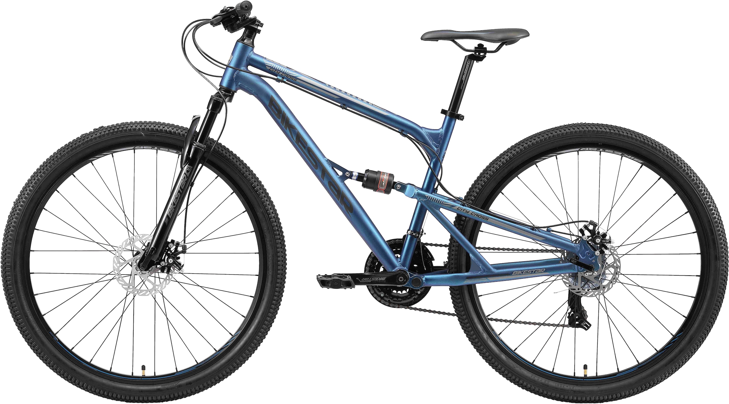 Bikestar Mountainbike, 21 Gang, Shimano, RD-TY300 Schaltwerk, Kettenschaltung, für Damen und Herren, Kettenschaltung