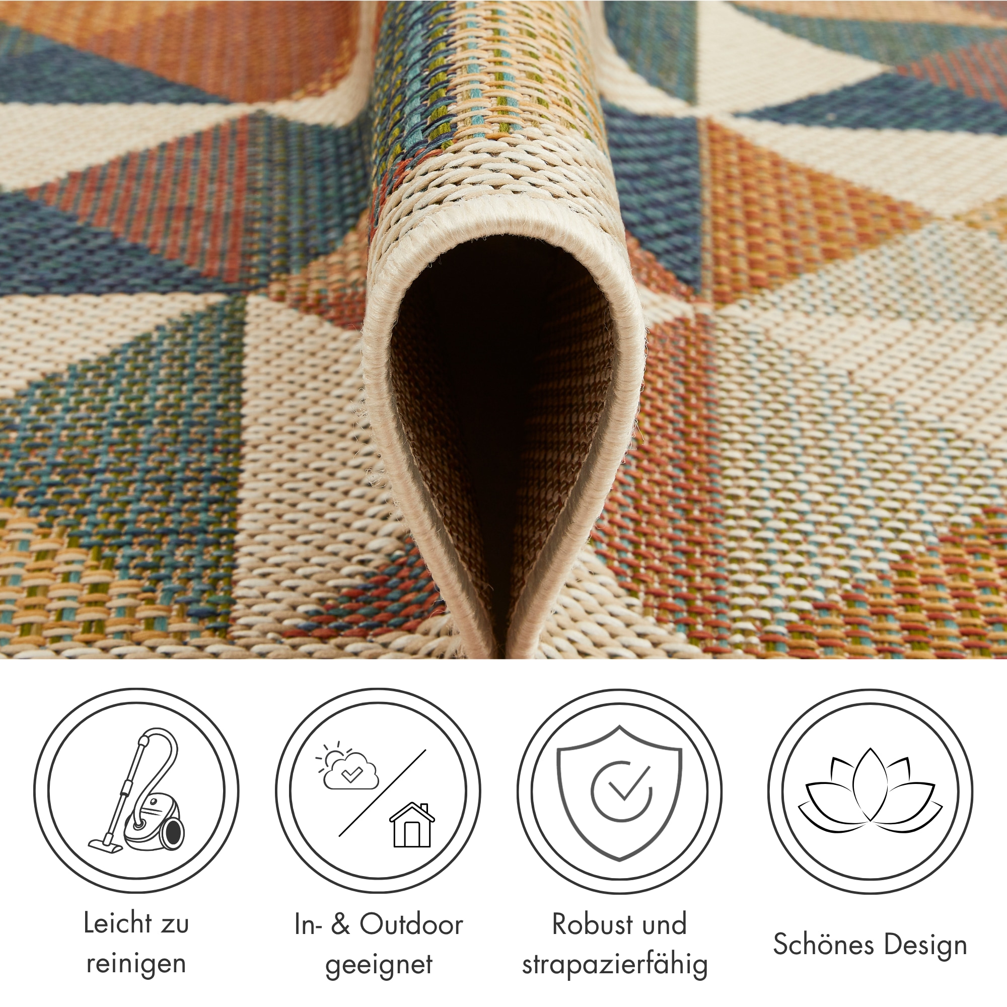 Andiamo Teppich »Sedona Dreieck« rechteckig 6 mm Höhe Flachgewebe, modernes Design, In- und Outdoor geeignet