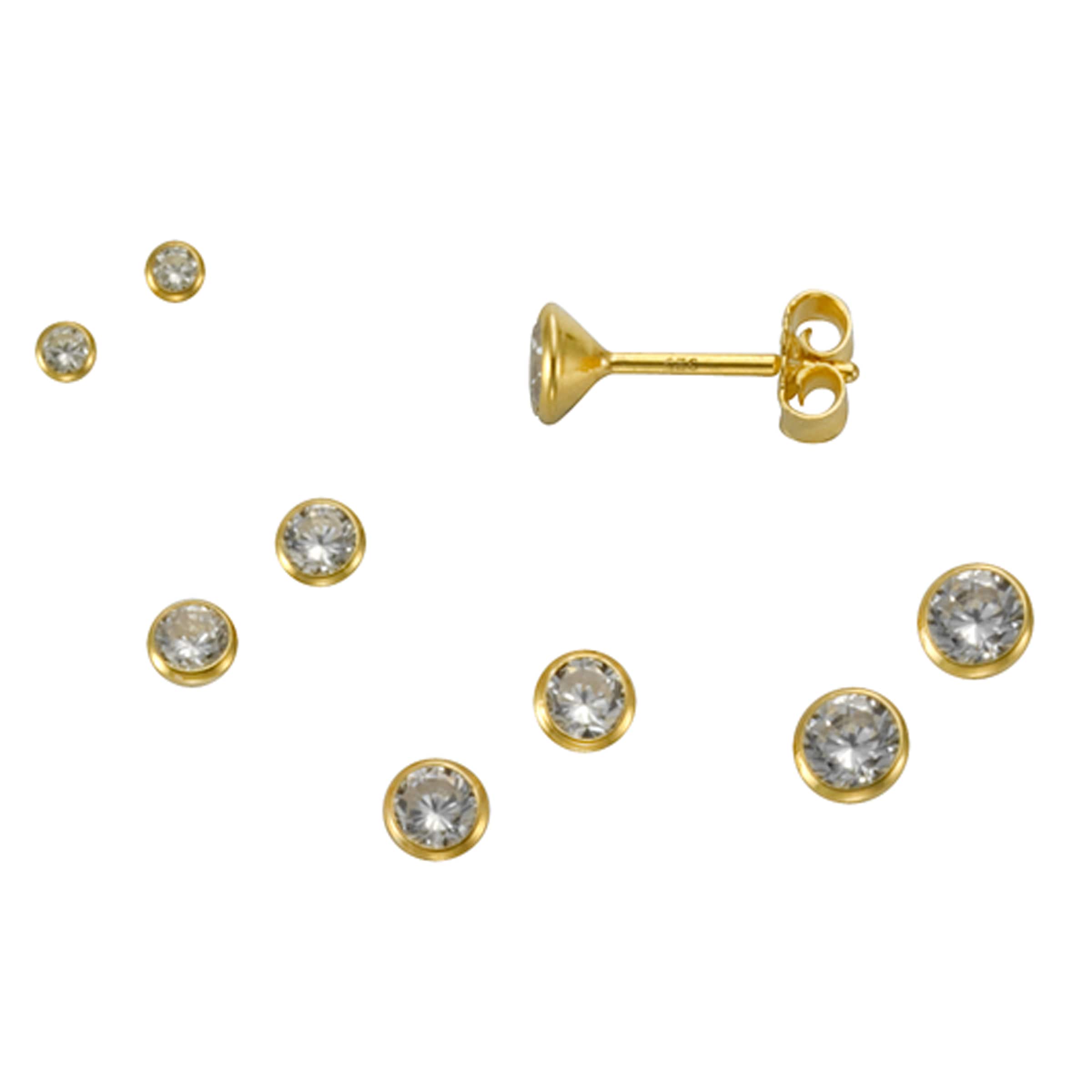 Vivance Paar Ohrstecker »925 Silber gelb vergoldet 3er-Set 4mm«