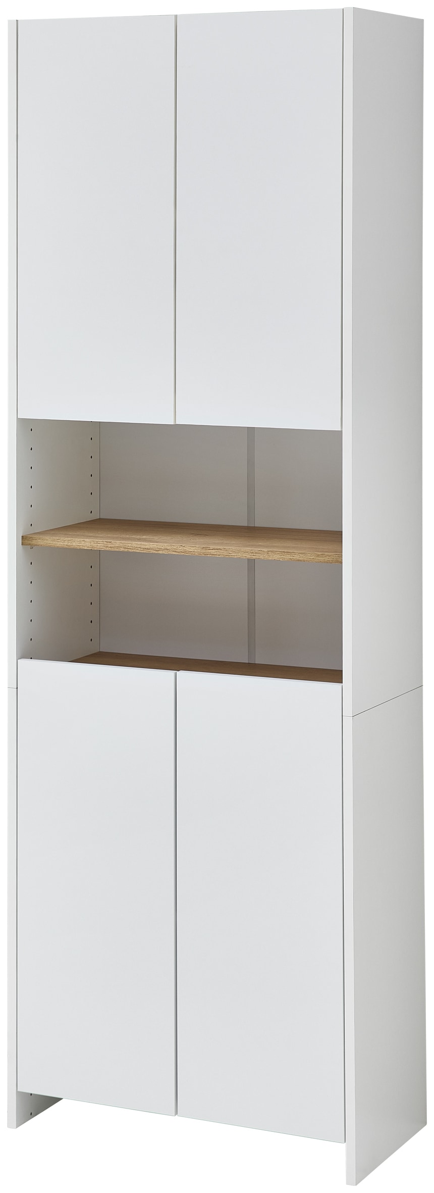 Saphir Hochschrank »Quickset 100, Badschrank 61,6 cm breit, 4 Türen«, 2 Einlegeböden, 2 offene Fächer, Badezimmer-Hochschrank, Akzentfuge