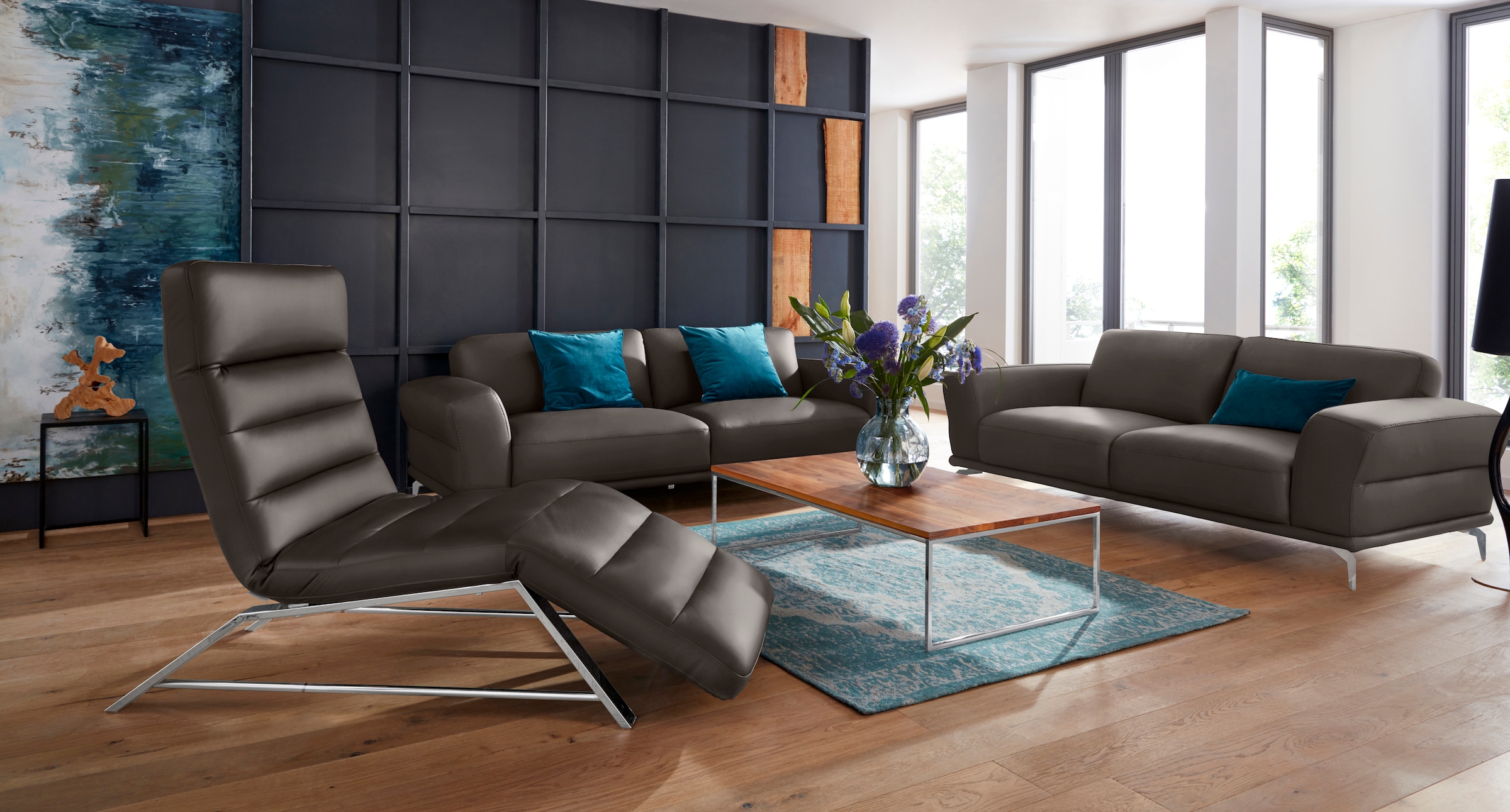 W.SCHILLIG 2,5-Sitzer »montanaa« mit Metallfüßen in Chrom glänzend, Breite 212 cm