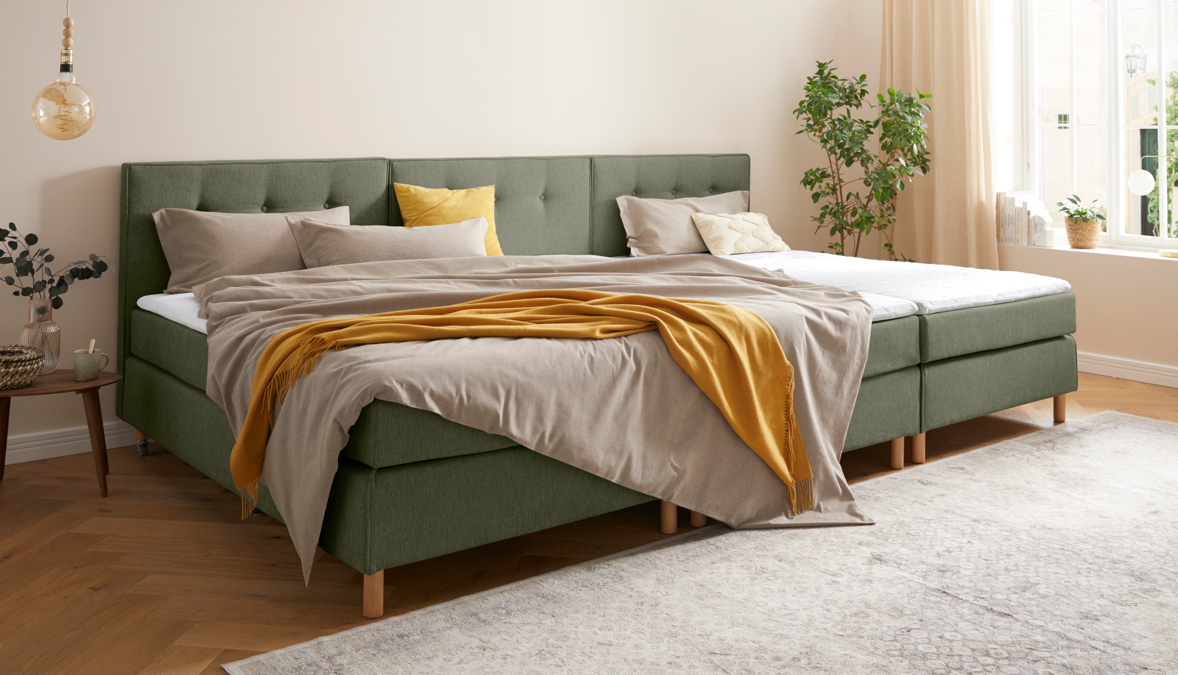 Home affaire Boxspringbett »Heimatblick 100x200cm beliebig erweiterbar zu Doppel- und Familienbett«, Einzelbett, Hotelbett erhältlich in H2,H3 & H4