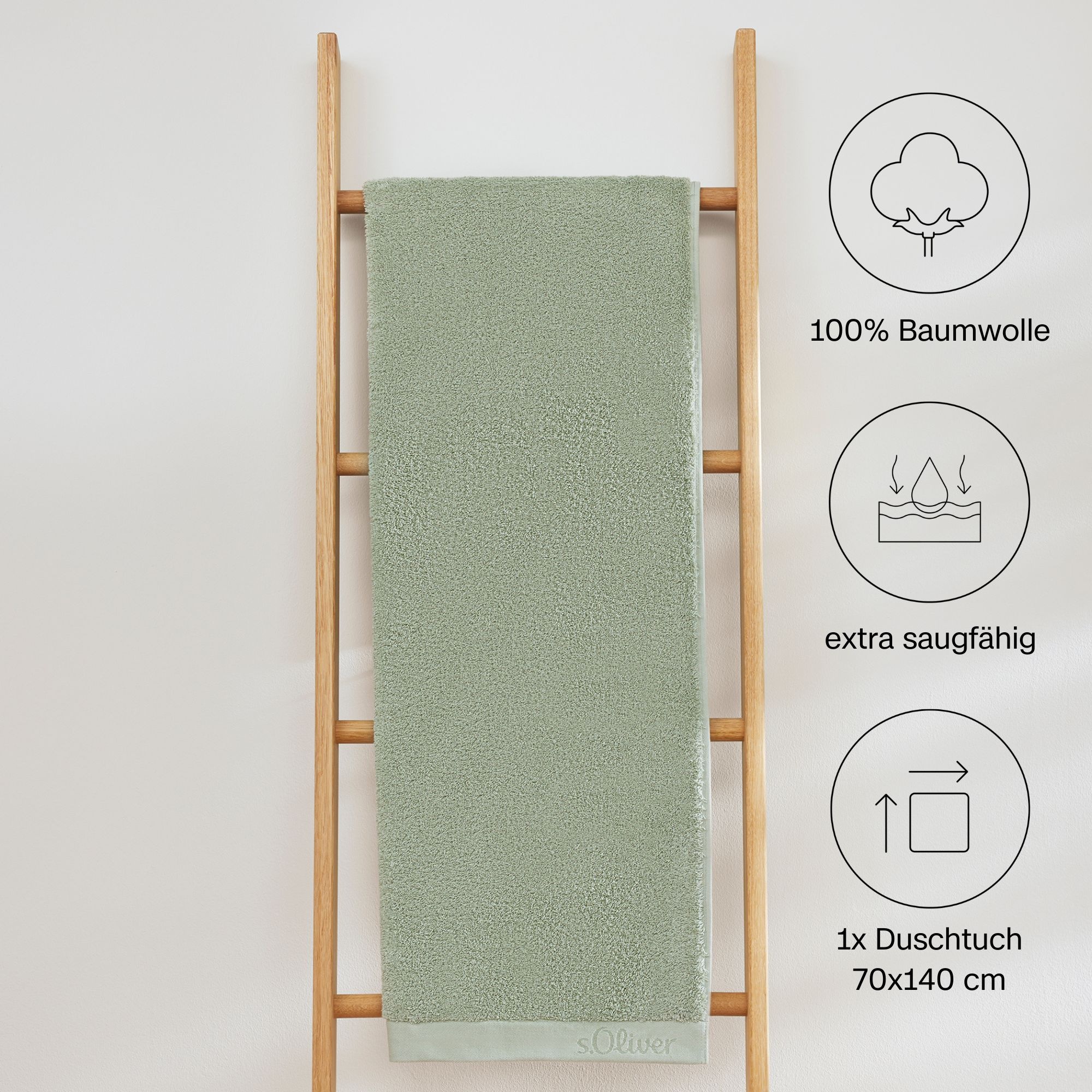 s.Oliver Duschtuch »s.Oliver, Premium Qualität, 600 gr/m², auch als Sets erhältlich«, (1 St., Badetuch 70 x 140 cm), große Farbauswahl, auch als Handtuch, Waschhandschuh, Gästetuch