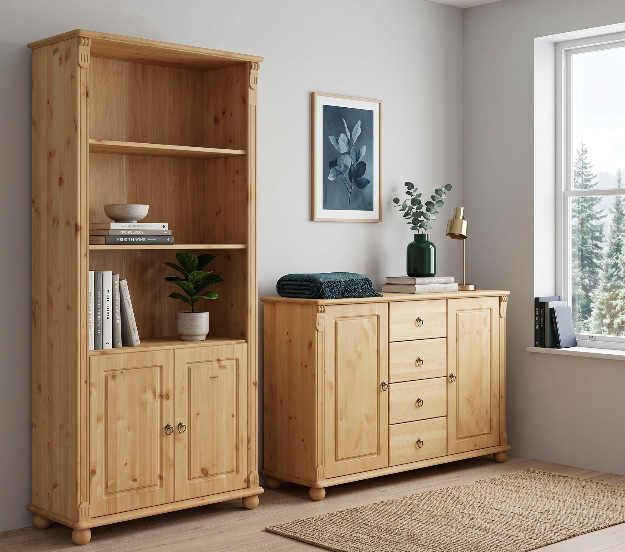 OTTO home Kombikommode »Tessin; Buffetunterschrank, klassischer Landhausstil« aus massiver, FSC®-zertifizierter Kiefer, 128cm breit
