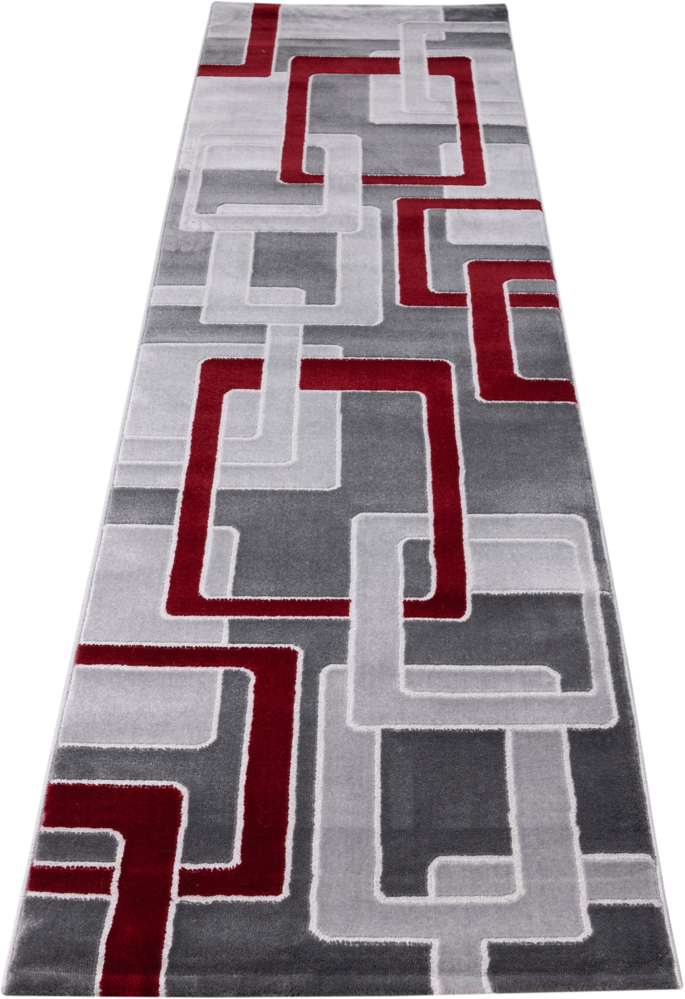 Home affaire Läufer »Anesa«, rechteckig, 12 mm Höhe, mit handgearbeitetem Konturenschnitt, flacher Teppich-Läufer, geometrisches Muster, Kurzflor, Weich, Pflegeleicht, ideale Teppiche für Wohnzimmer, Schlafzimmer, Esszimmer, Diele/Flur