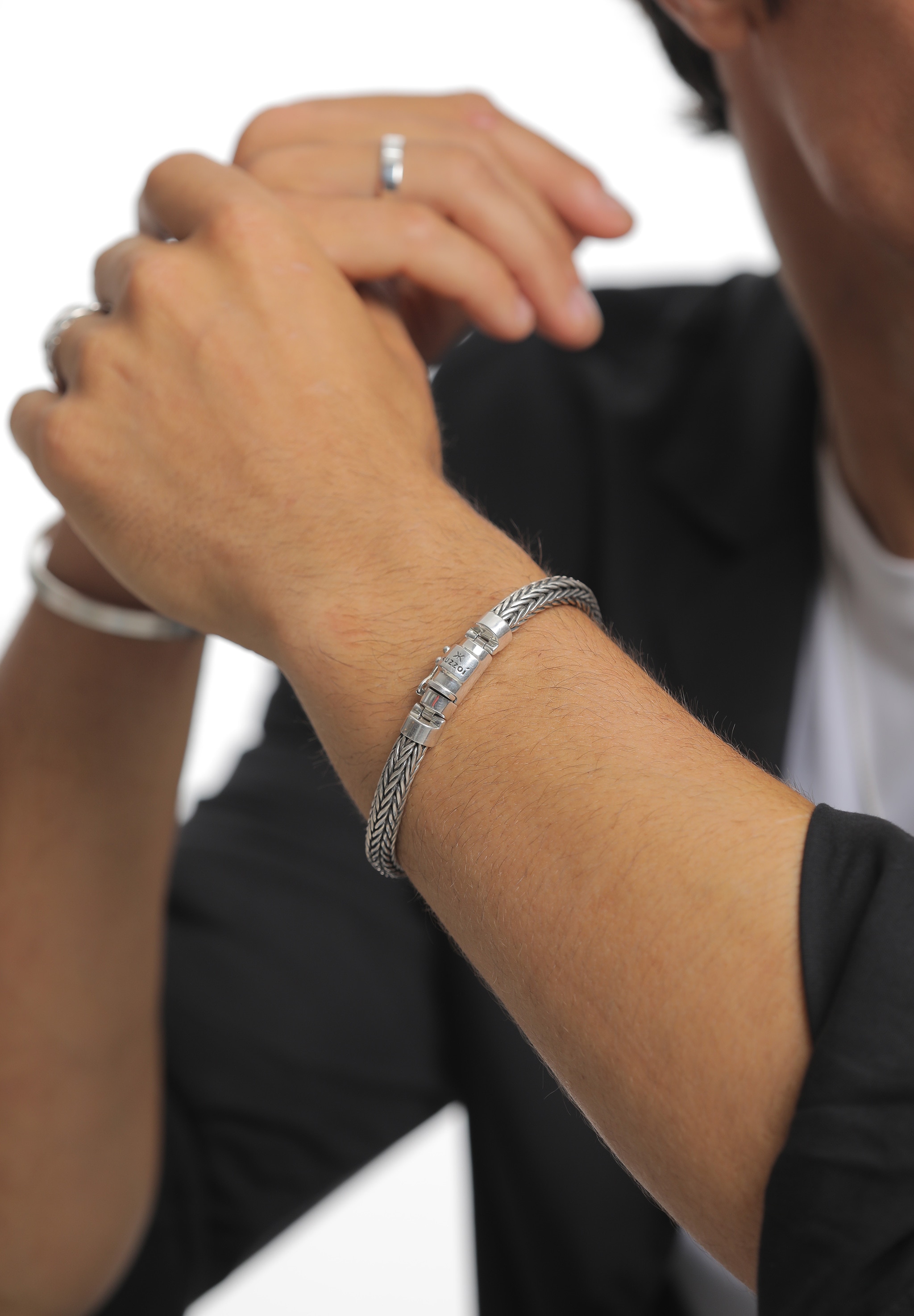 Kuzzoi Armband »Herren oxidiert Kastenverschluss 925 Silber«