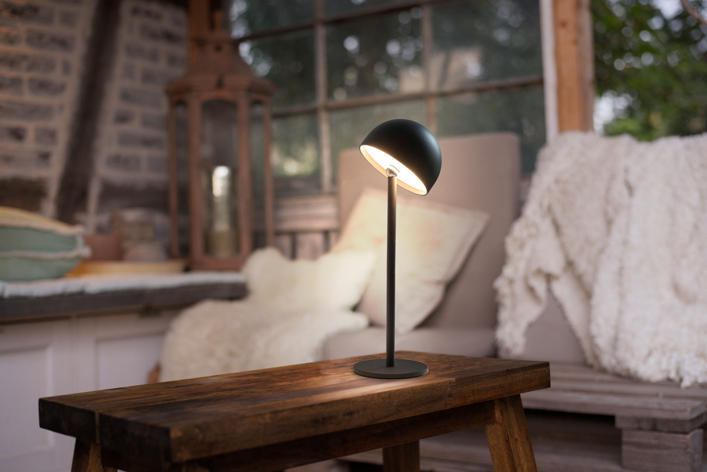 OTTO home Tischleuchte »Akku Tischlampe Gerrin Indoor Outdoor, magnetischer Flaschenaufsatz« LED-Board Warmweiß Pilzlampe Flaschenaufsatz, Regulierung der Lichtstärke, Pilz, Lampe