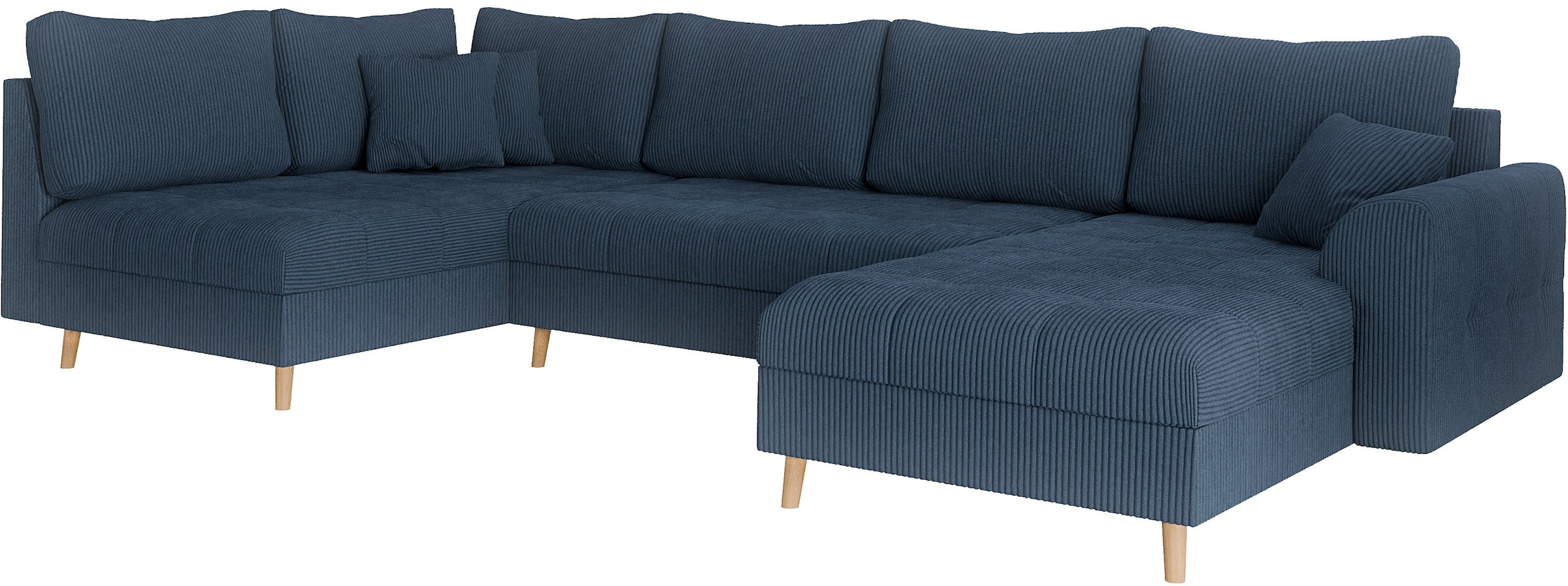 Home affaire Wohnlandschaft »CHARRE U-Form mit Ottomane, Maße B/T/H: 310/161/81 cm«, feine Steppung, lose Rücken- und Zierkissen, auch in Cord und Bouclé