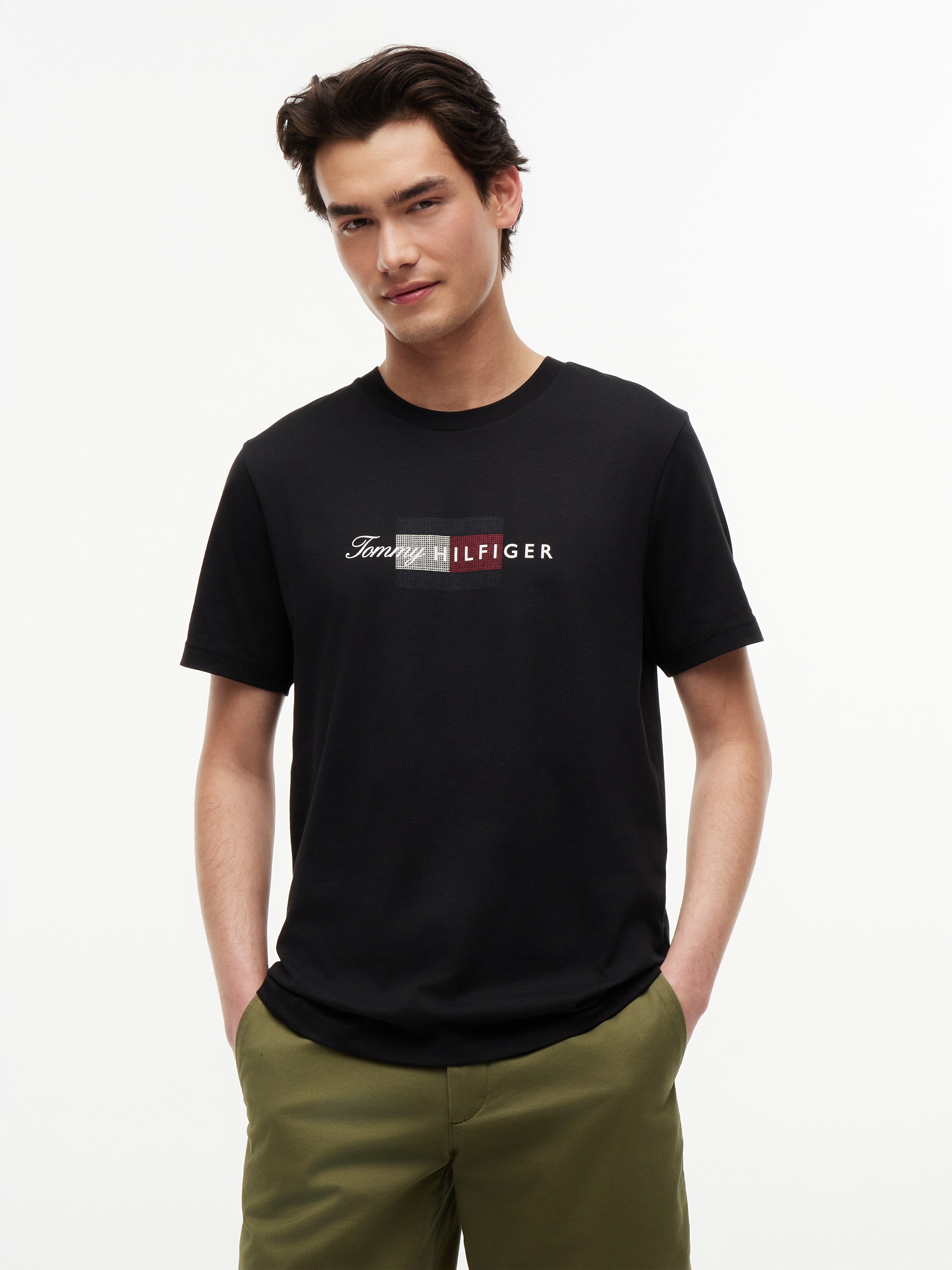 Tommy Hilfiger T-Shirt »SCRIPT FLAG REGULAR TEE« aus Jersey mit Flag-Grafik