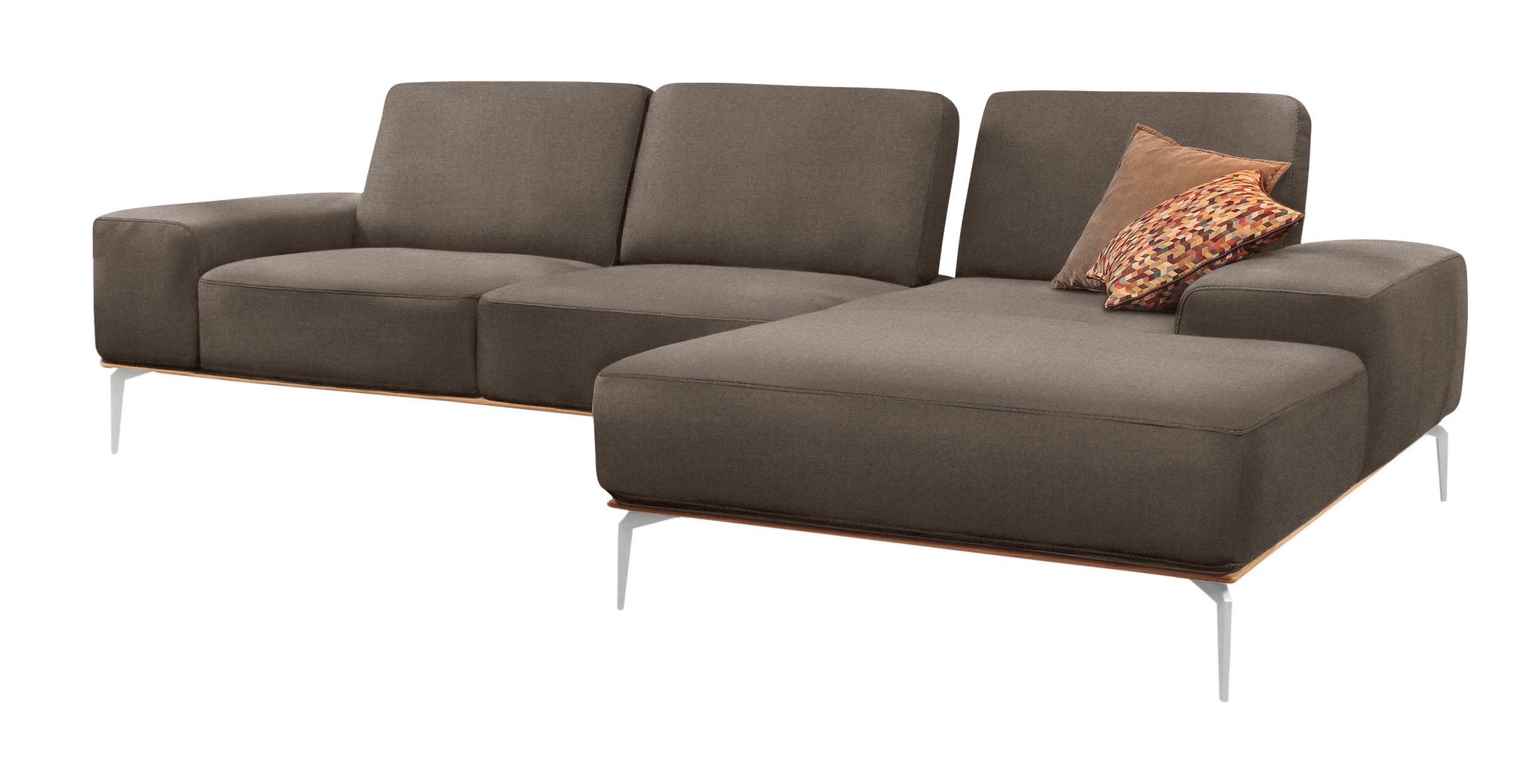 W.SCHILLIG Ecksofa »run, Designsofa mit tollem Sitzkomfort, bequem, L-Form«, mit elegantem Holzsockel, Füße in Chrom glänzend, Breite 319 cm