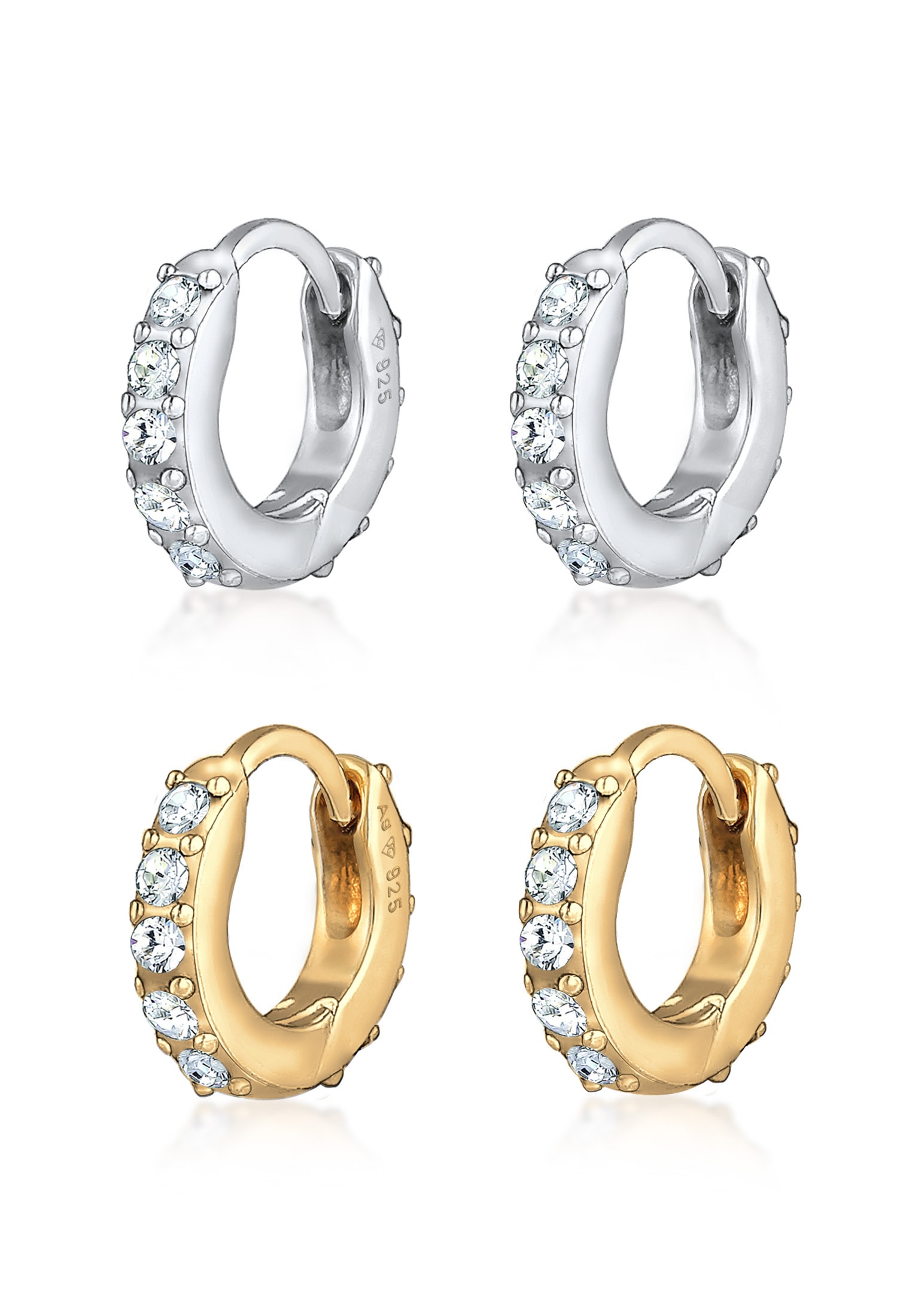 Elli Ohrring-Set »Creolen 2er Set Kristalle 925 Silber«