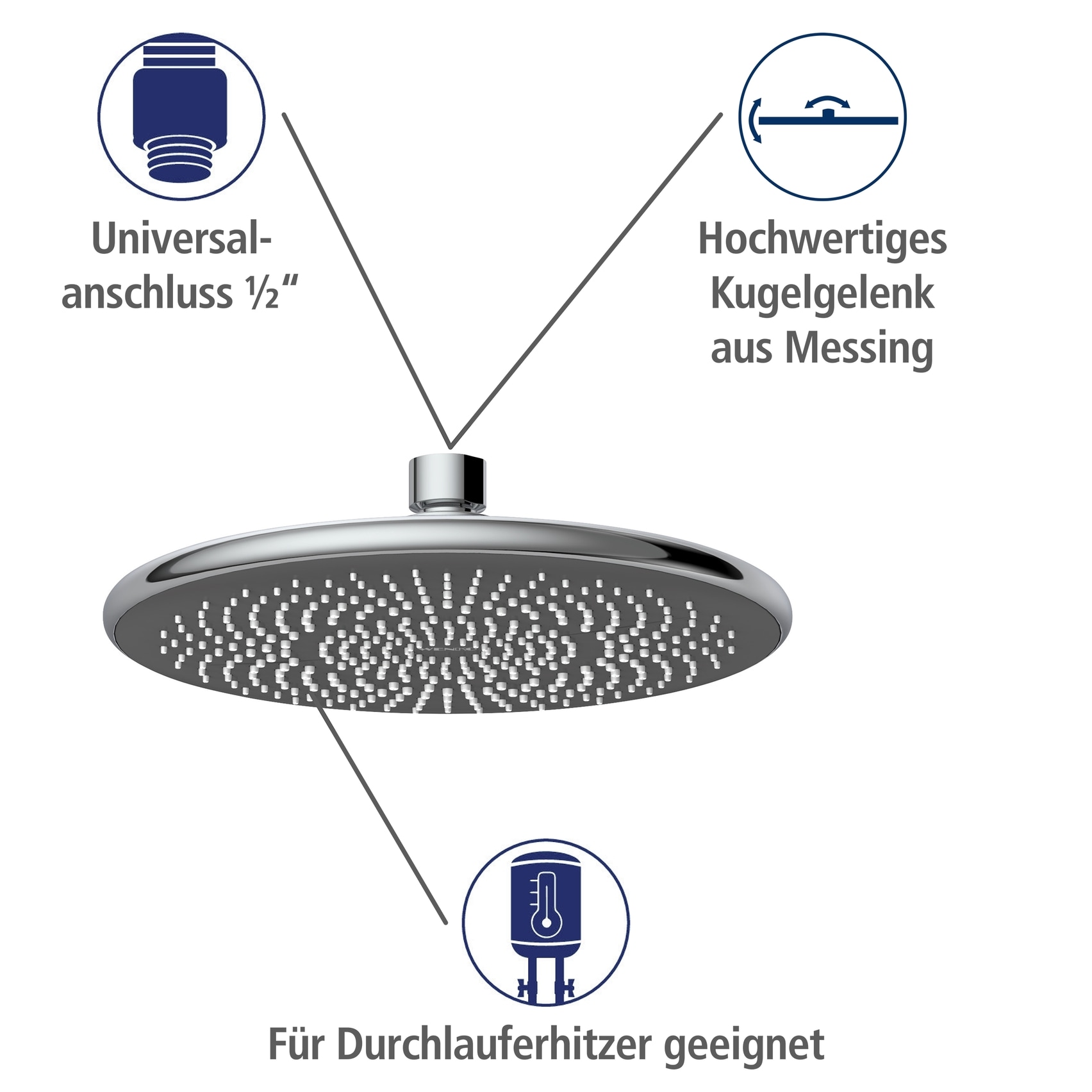 WENKO Duschsystem »Watersaving« Chrome, höhenverstellbare Duschstange von 75-120cm