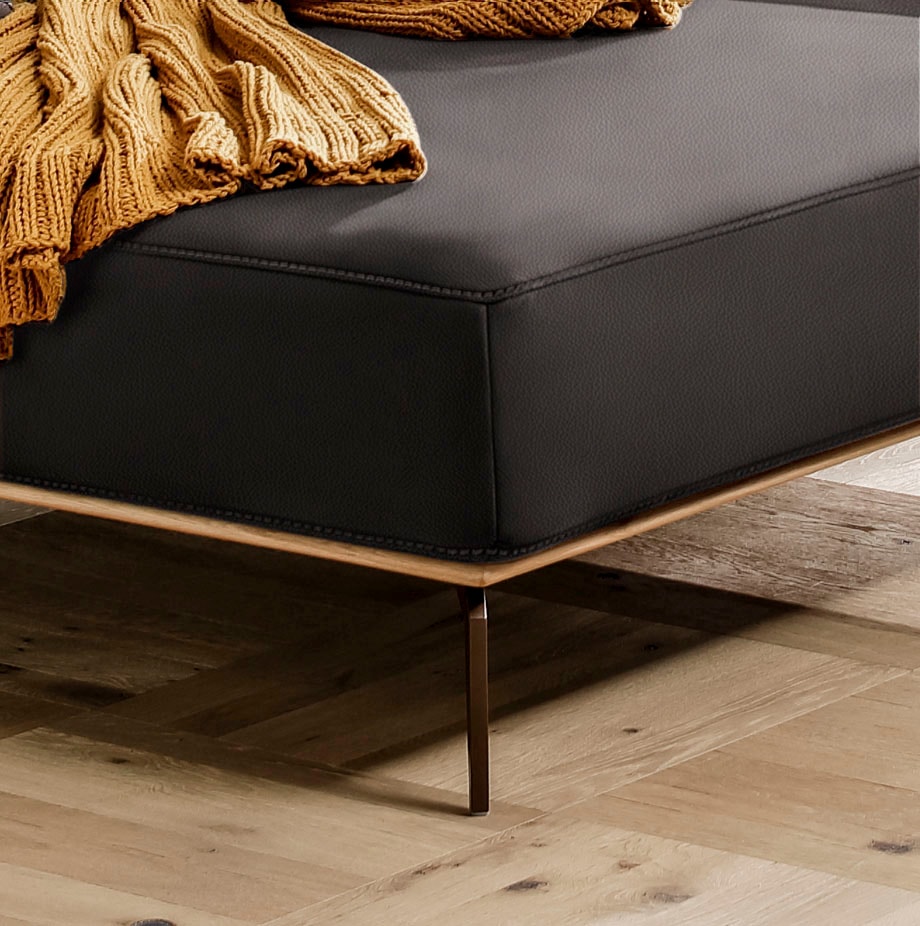 W.SCHILLIG Ecksofa »run, Designsofa mit tollem Sitzkomfort, bequem, L-Form«, mit Holzsockel, Füße in Bronze pulverbeschichtet, Breite 279 cm
